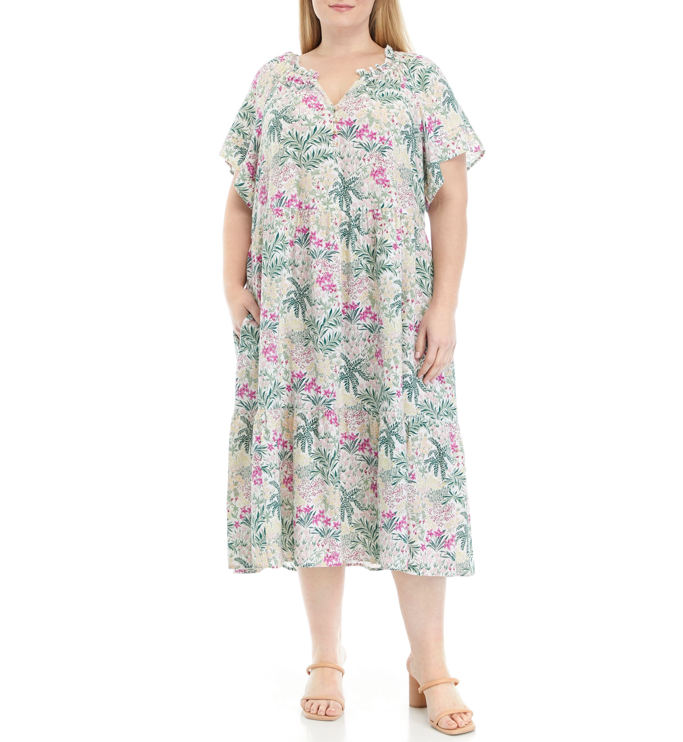 Plus Size Short Sleeve Peasant Dress