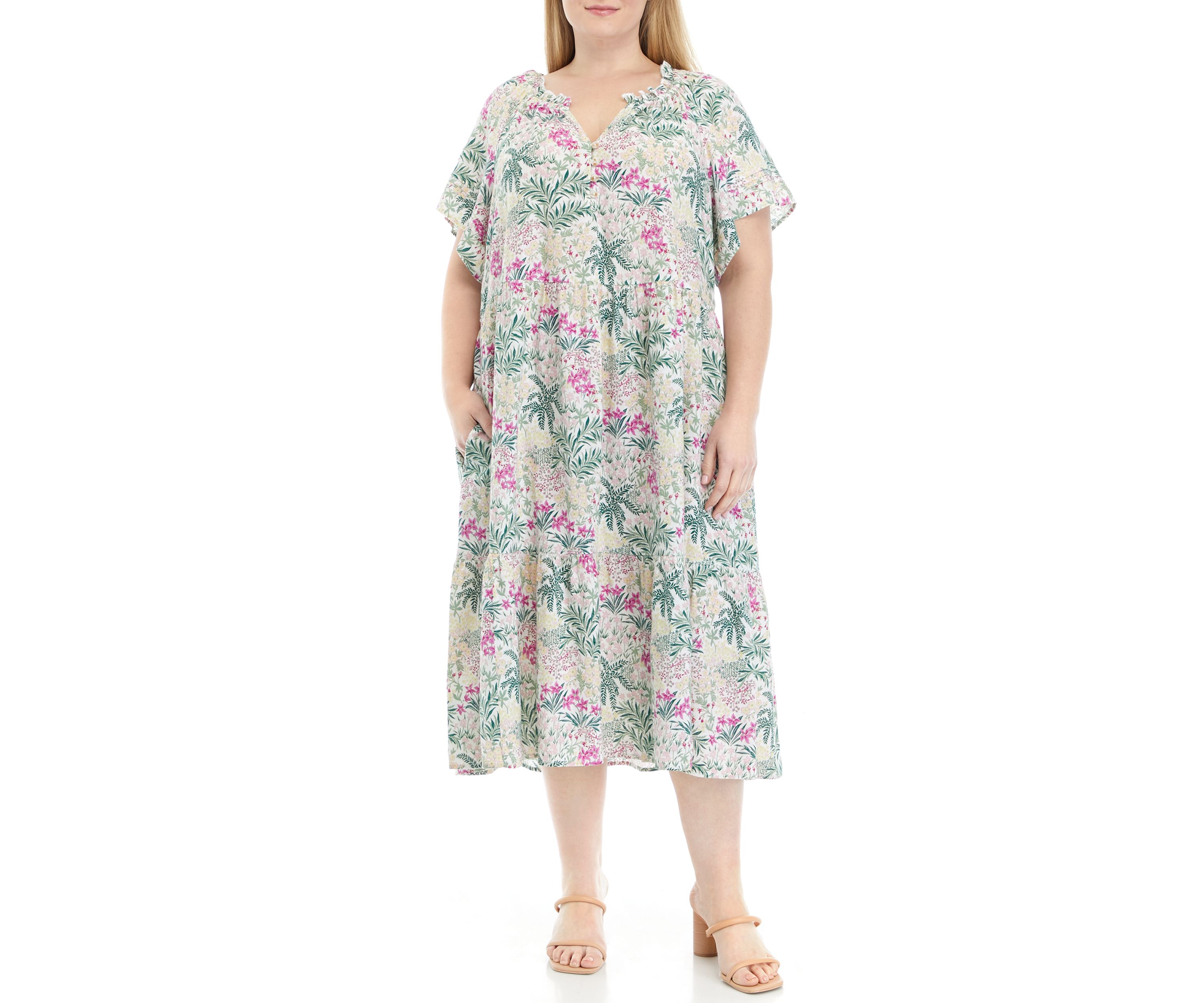 Plus Size Short Sleeve Peasant Dress