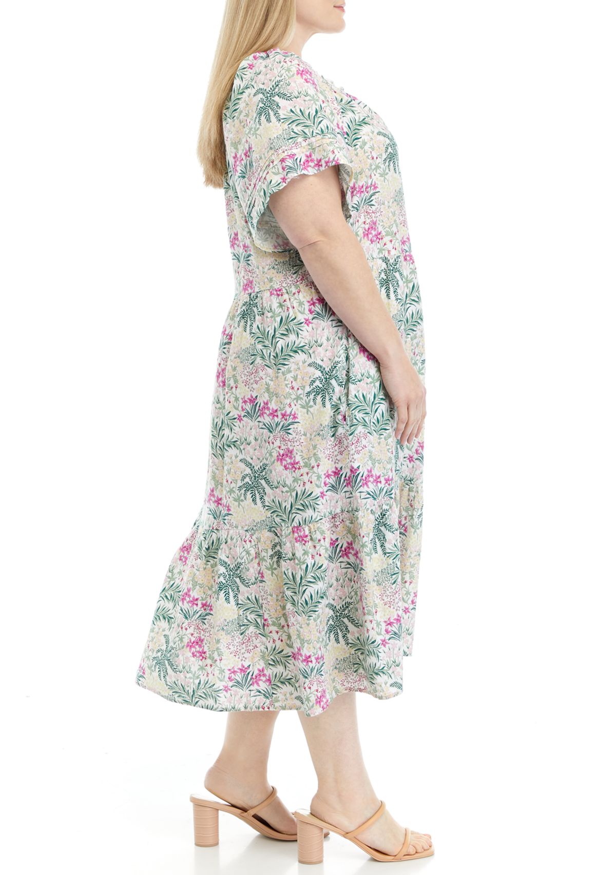 Plus Size Short Sleeve Peasant Dress