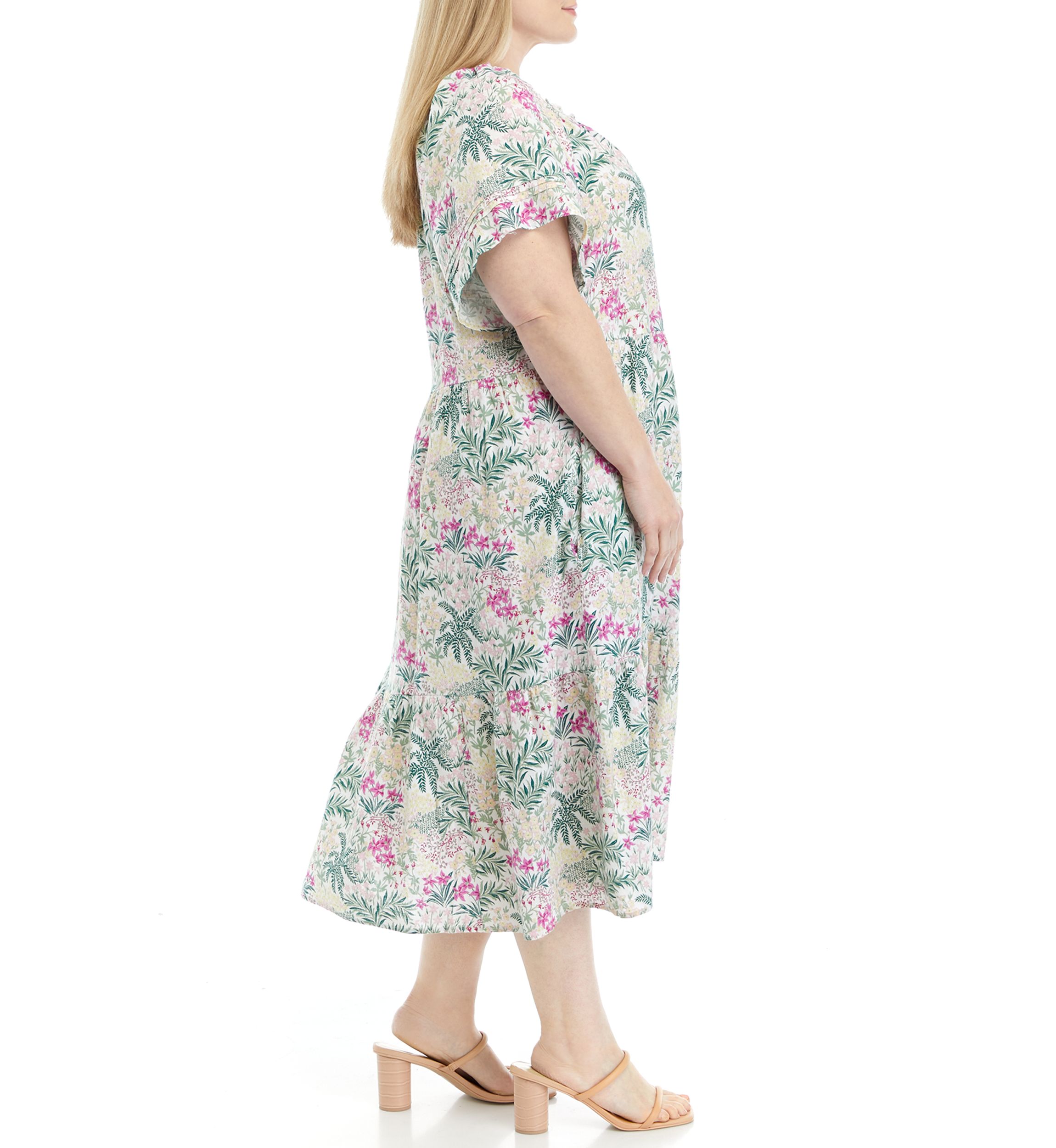Plus Size Short Sleeve Peasant Dress