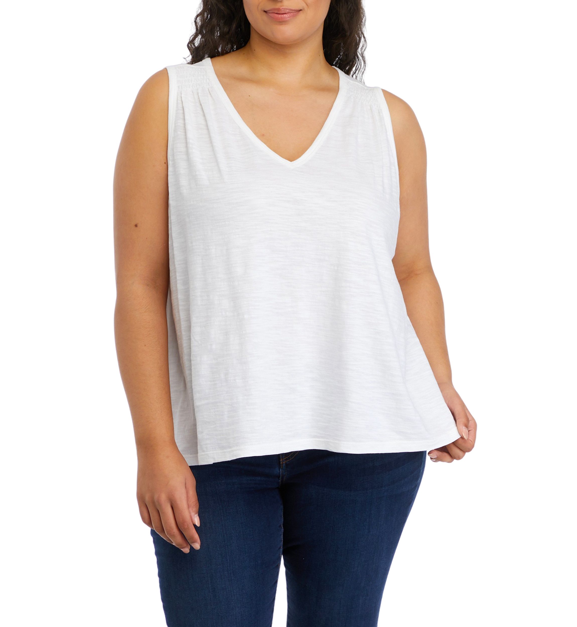 Plus Size Smocked Shoulder Top