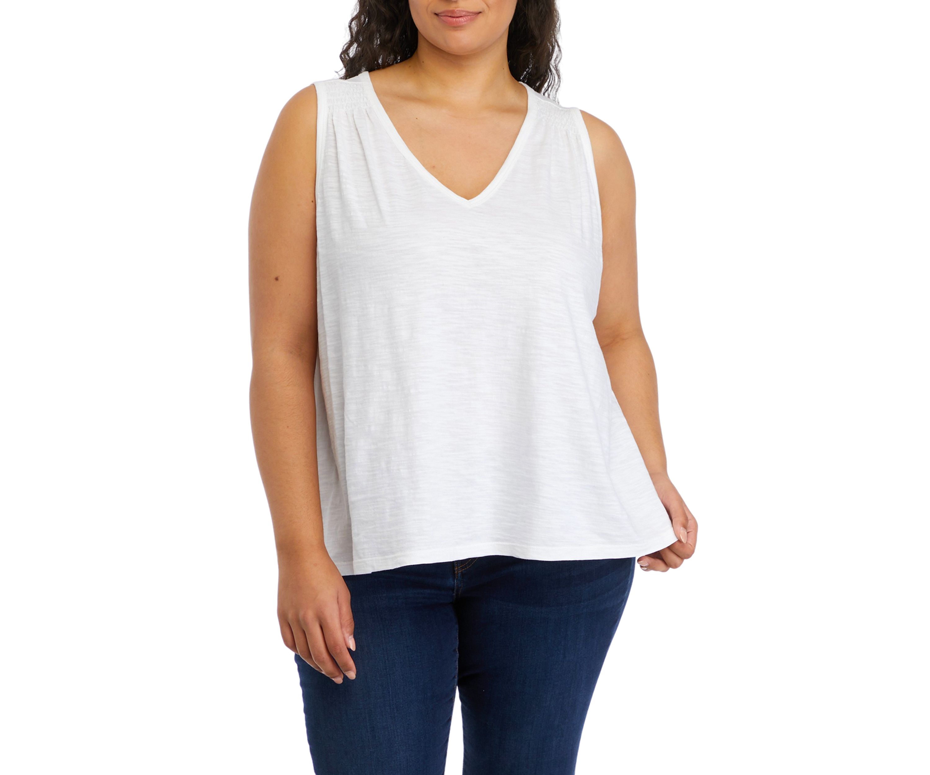 Plus Size Smocked Shoulder Top