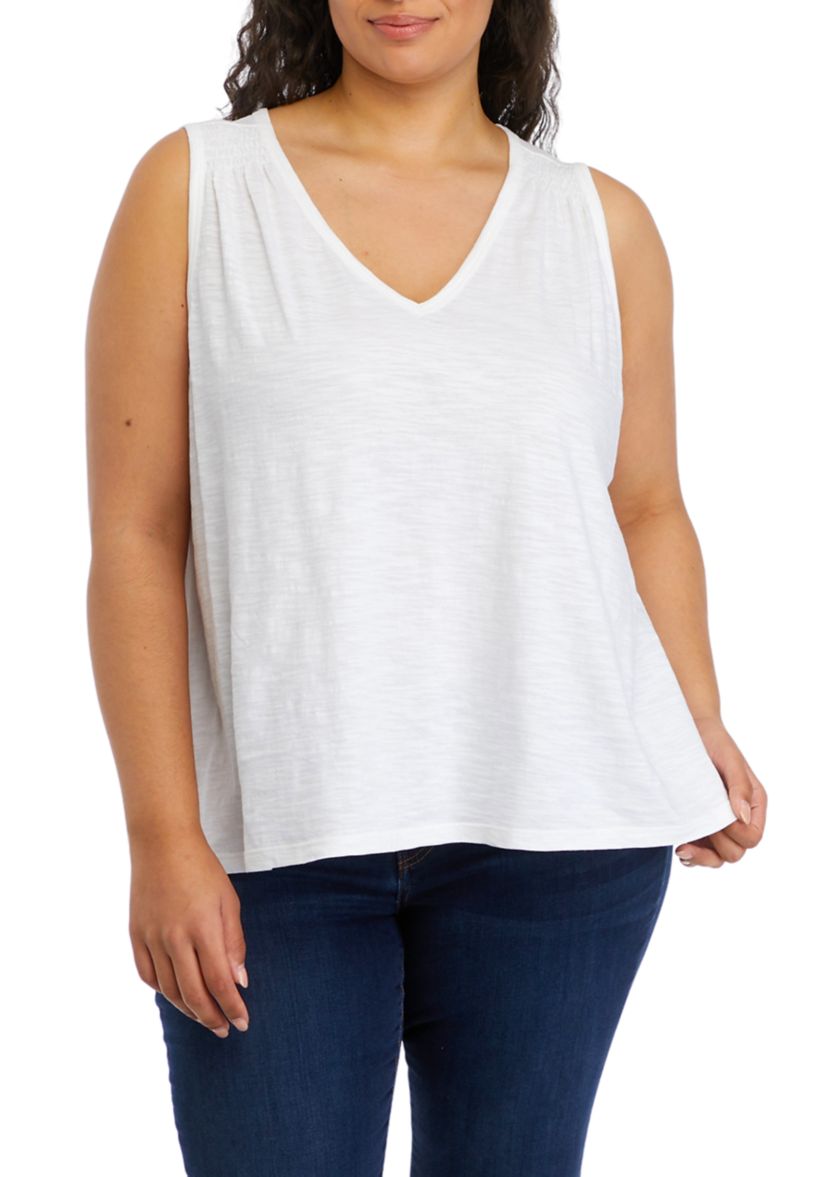 Plus Size Smocked Shoulder Top
