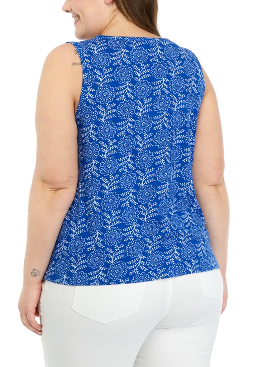 Plus Size Smocked Shoulder Printed Top