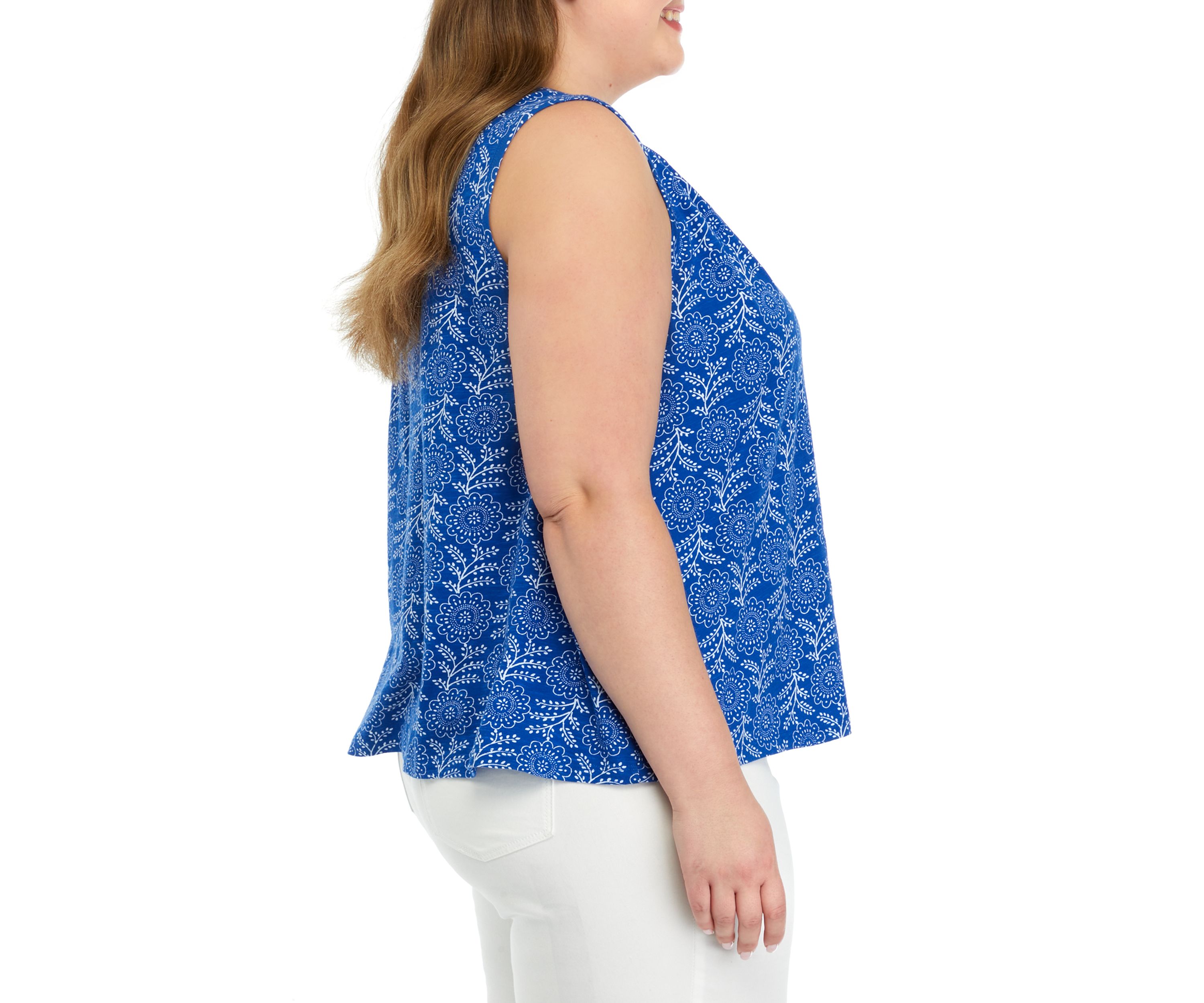Plus Size Smocked Shoulder Printed Top