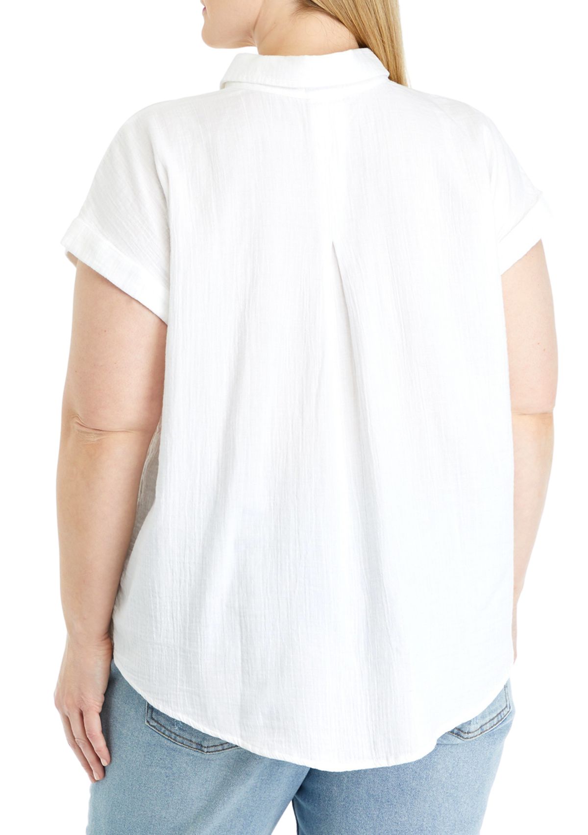 Plus Size Short Sleeve Camp Top