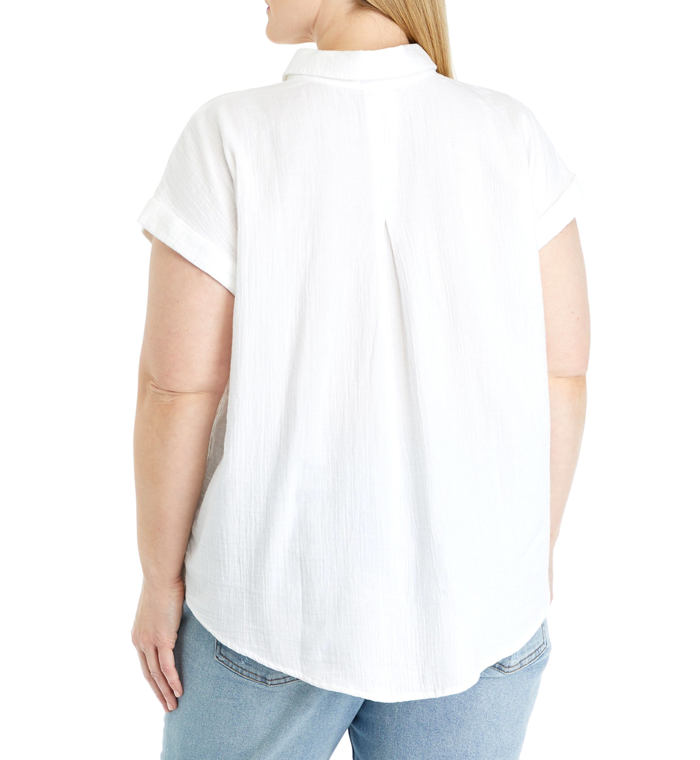 Plus Size Short Sleeve Camp Top