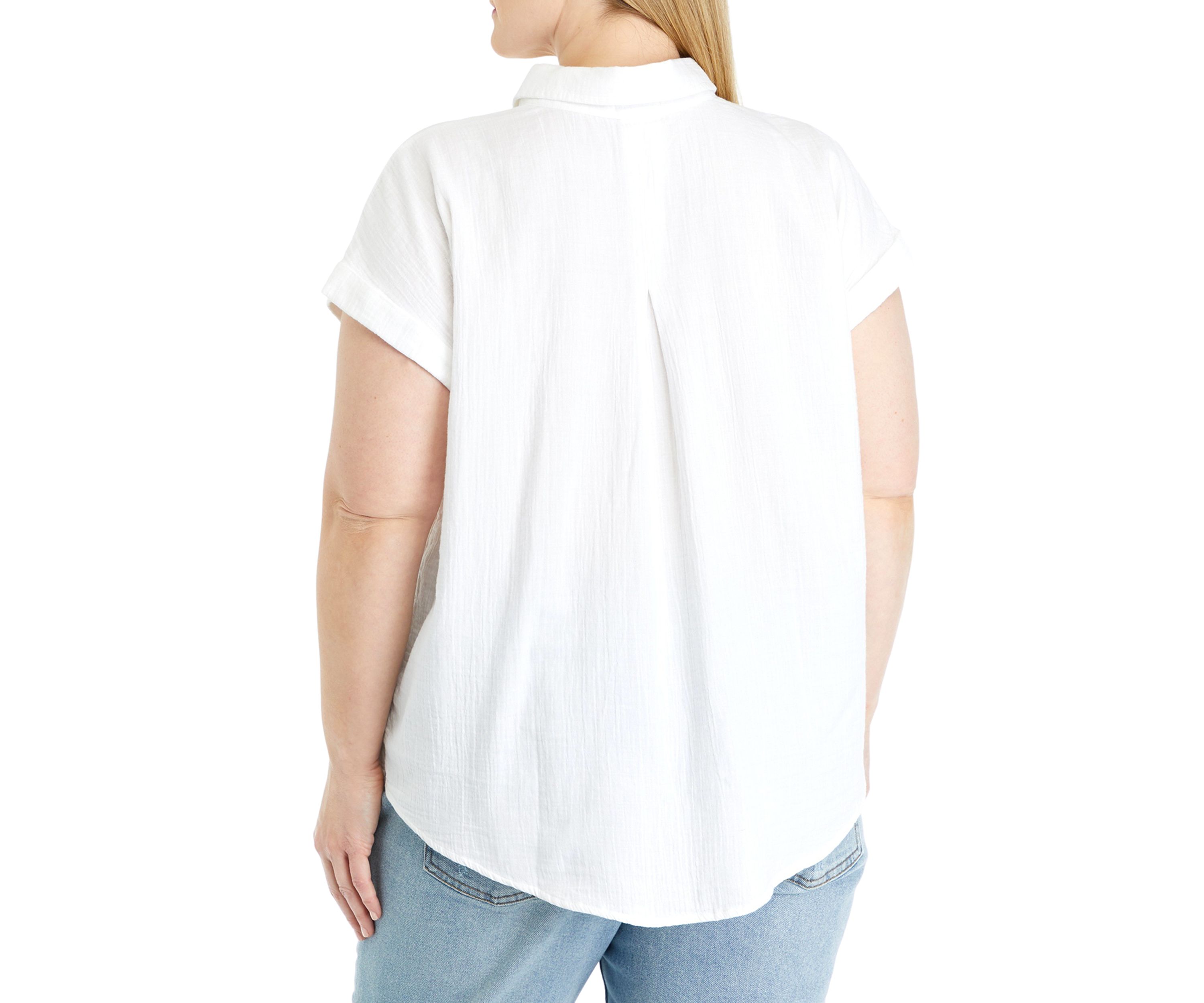 Plus Size Short Sleeve Camp Top