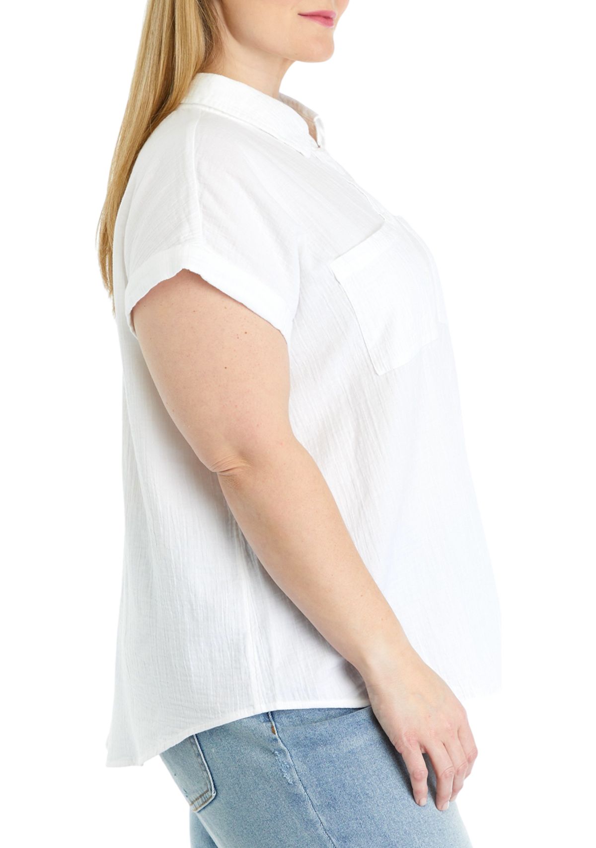 Plus Size Short Sleeve Camp Top