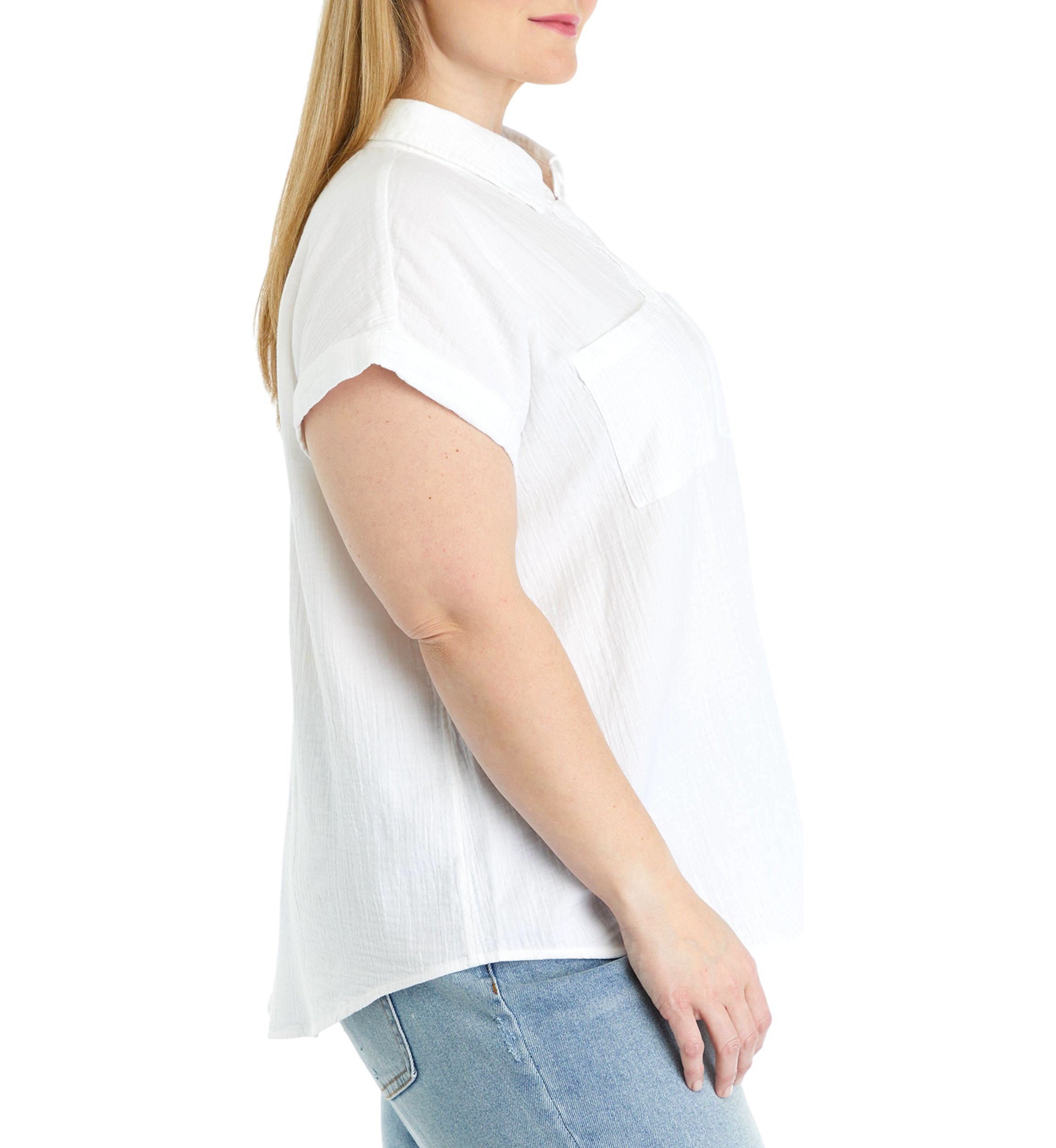 Plus Size Short Sleeve Camp Top