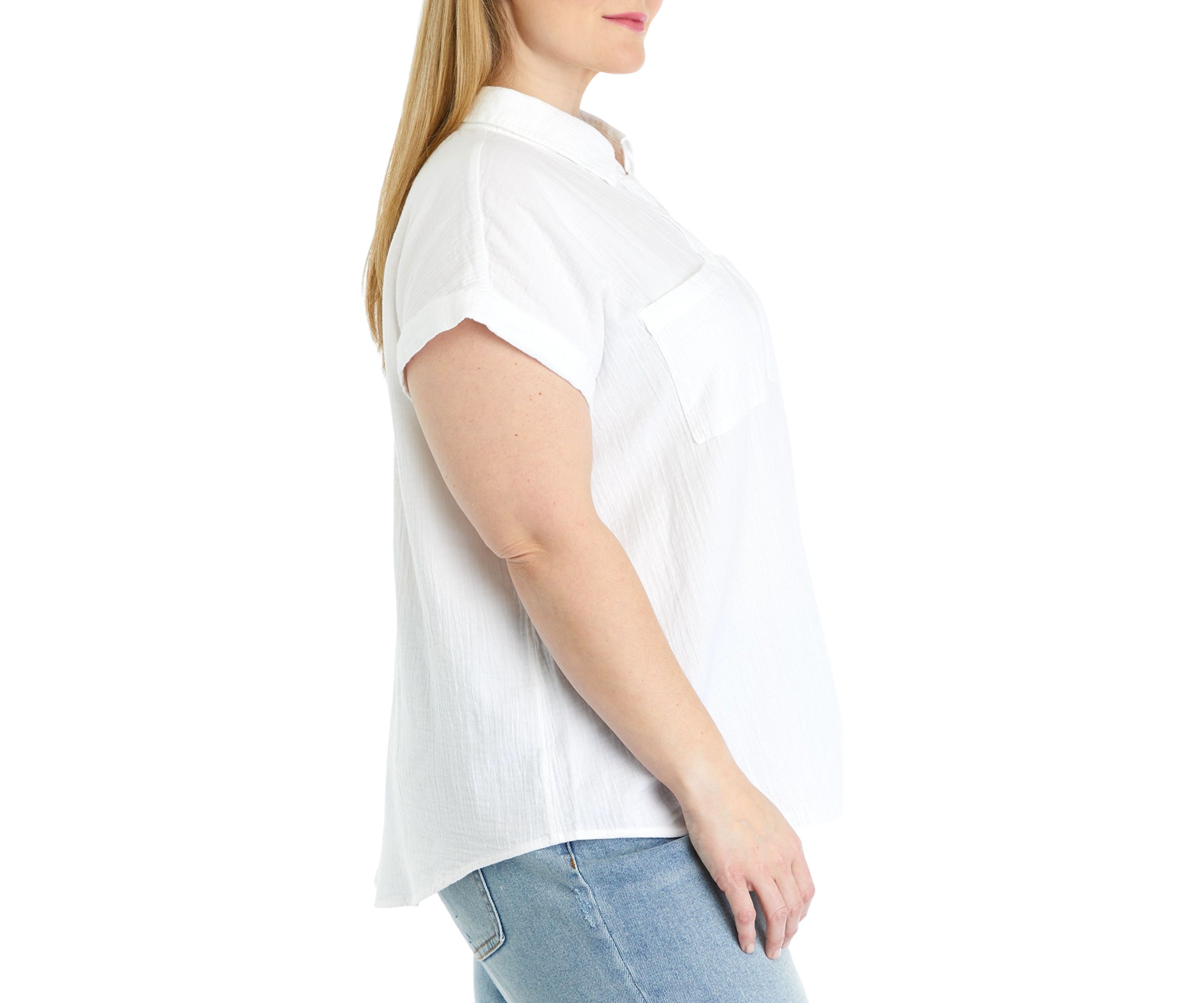 Plus Size Short Sleeve Camp Top