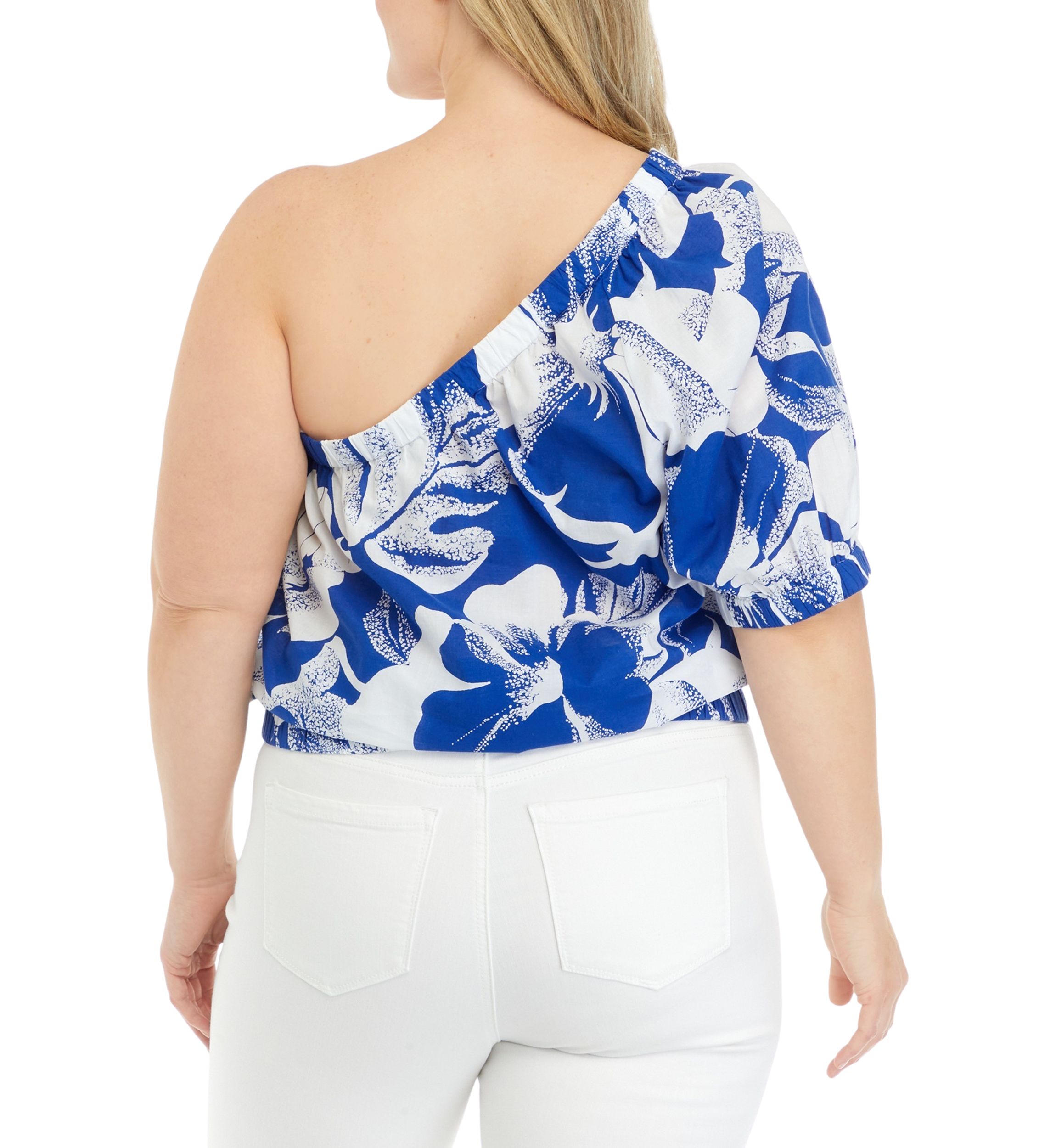 Plus Size Short Sleeve One Shoulder Top