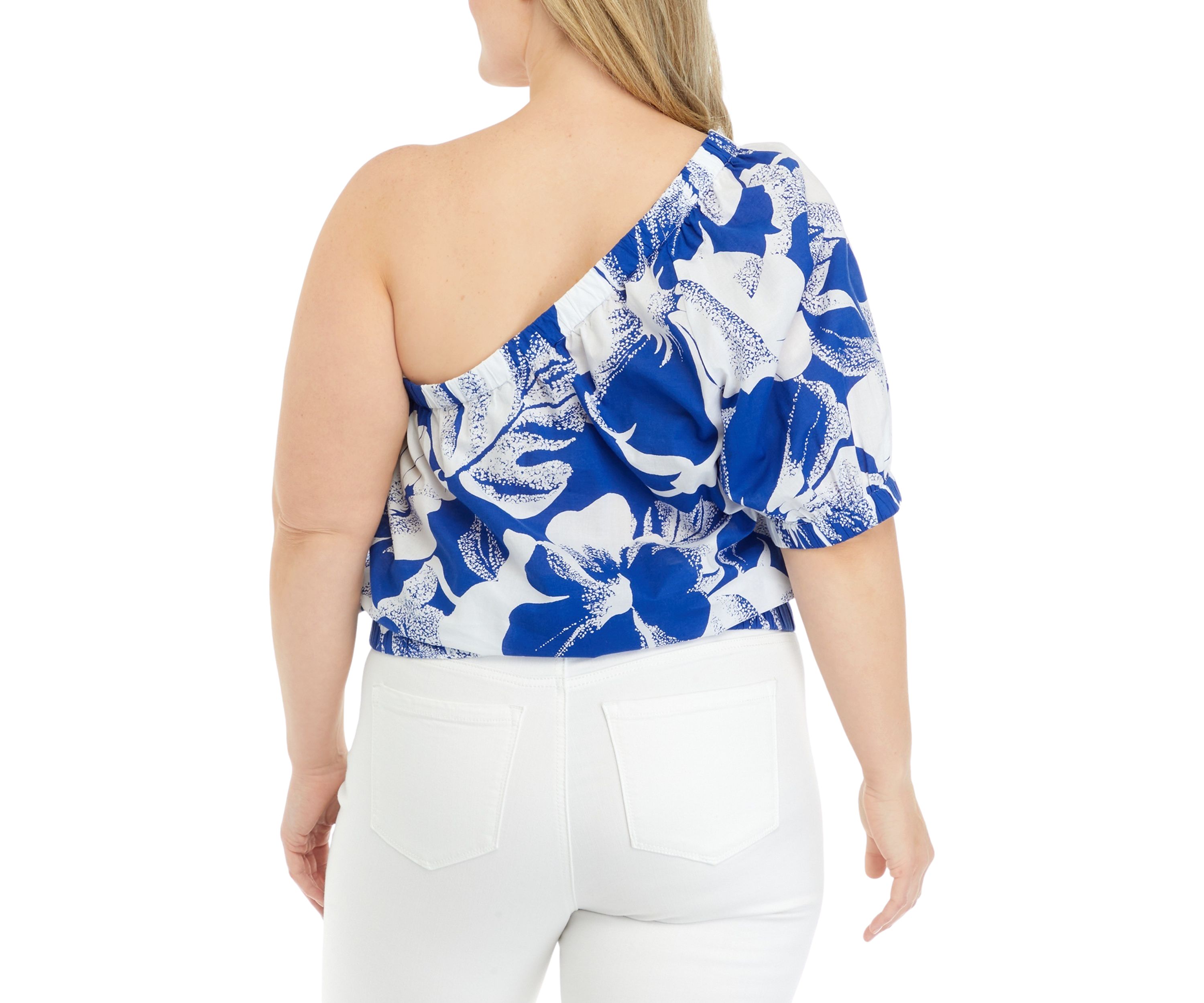 Plus Size Short Sleeve One Shoulder Top
