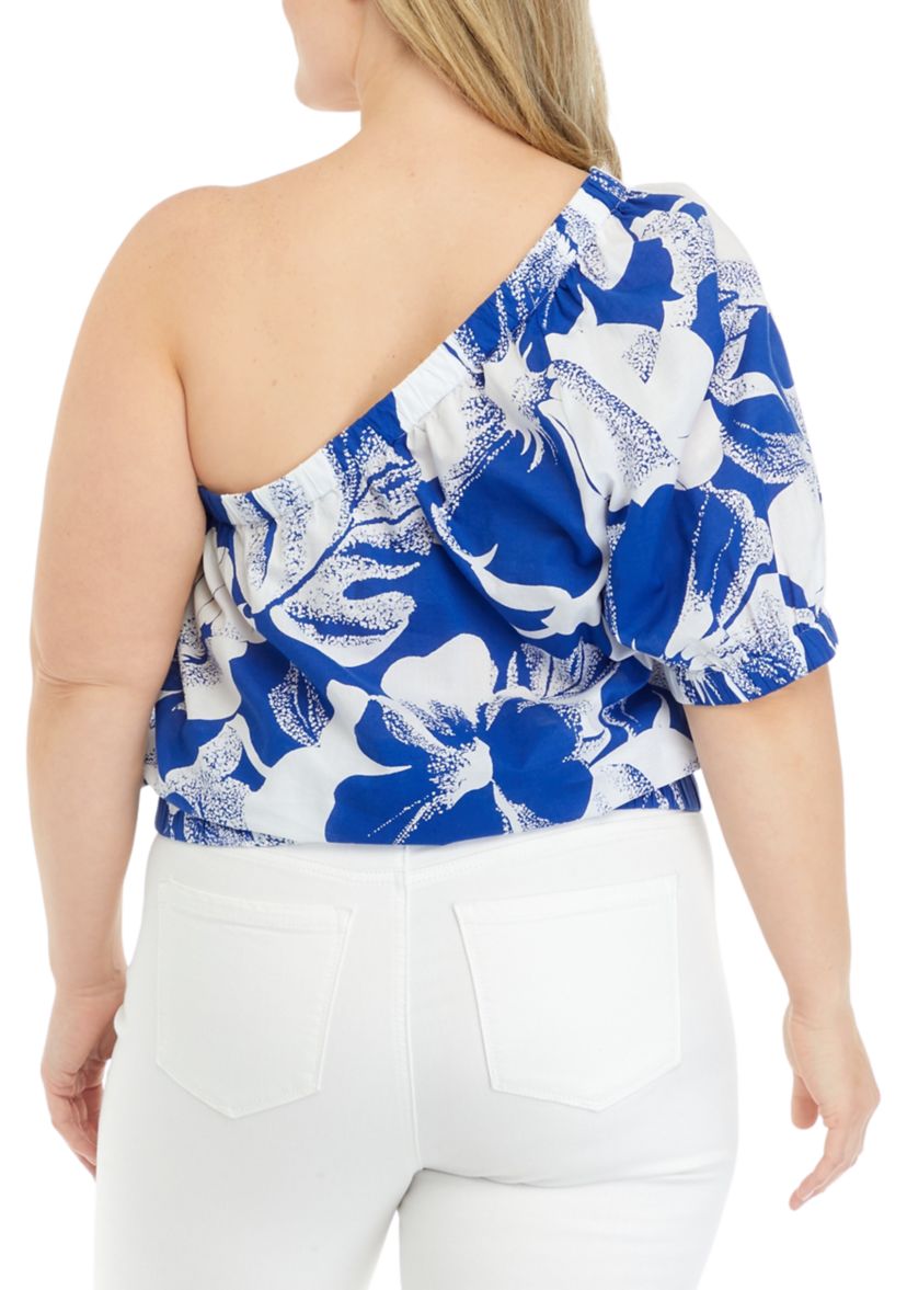 Plus Size Short Sleeve One Shoulder Top