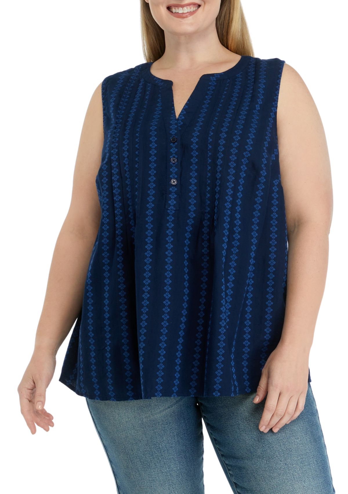 Plus Size Split Neck Top 