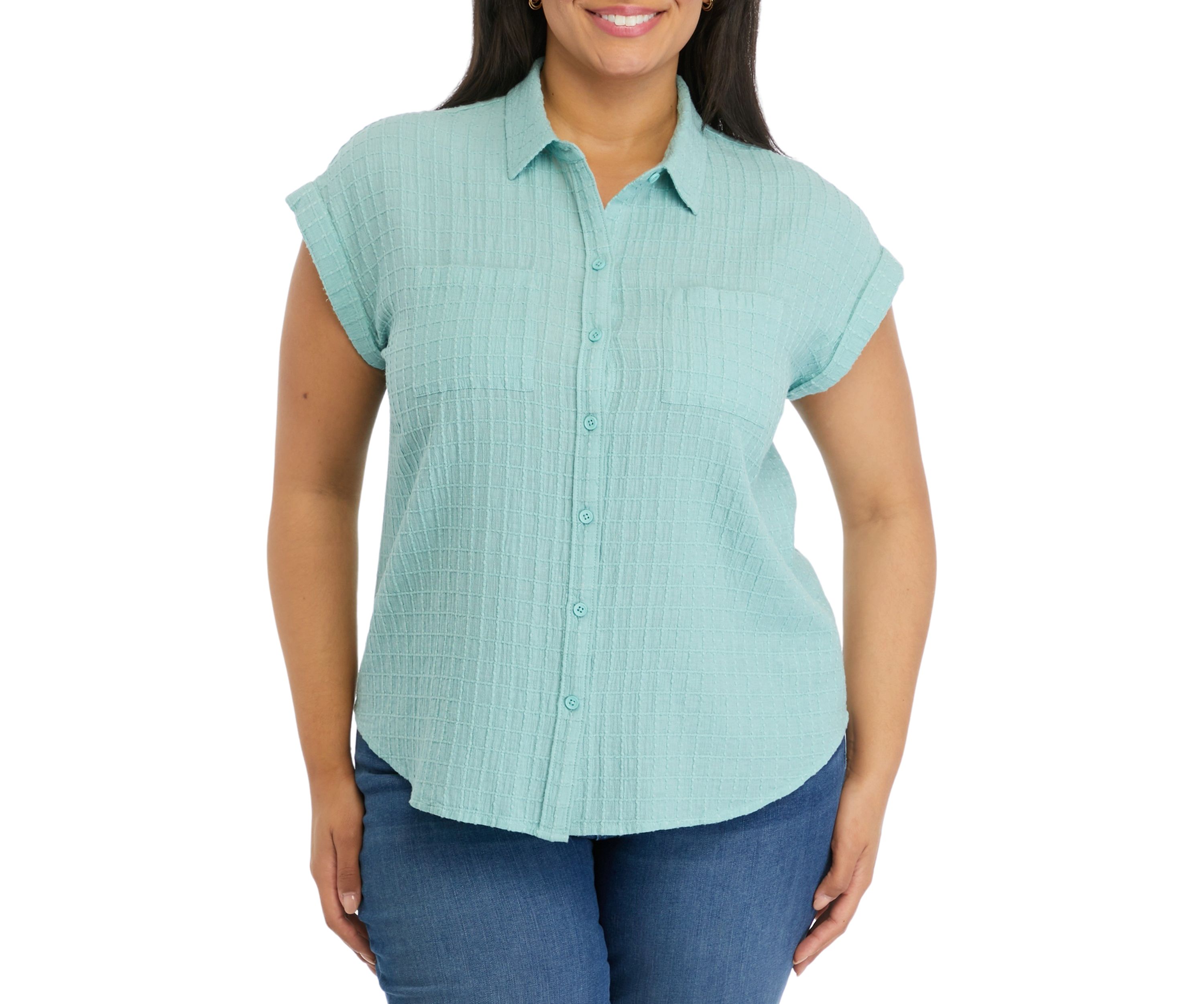 Plus Size Short Sleeve Camp Shirt 