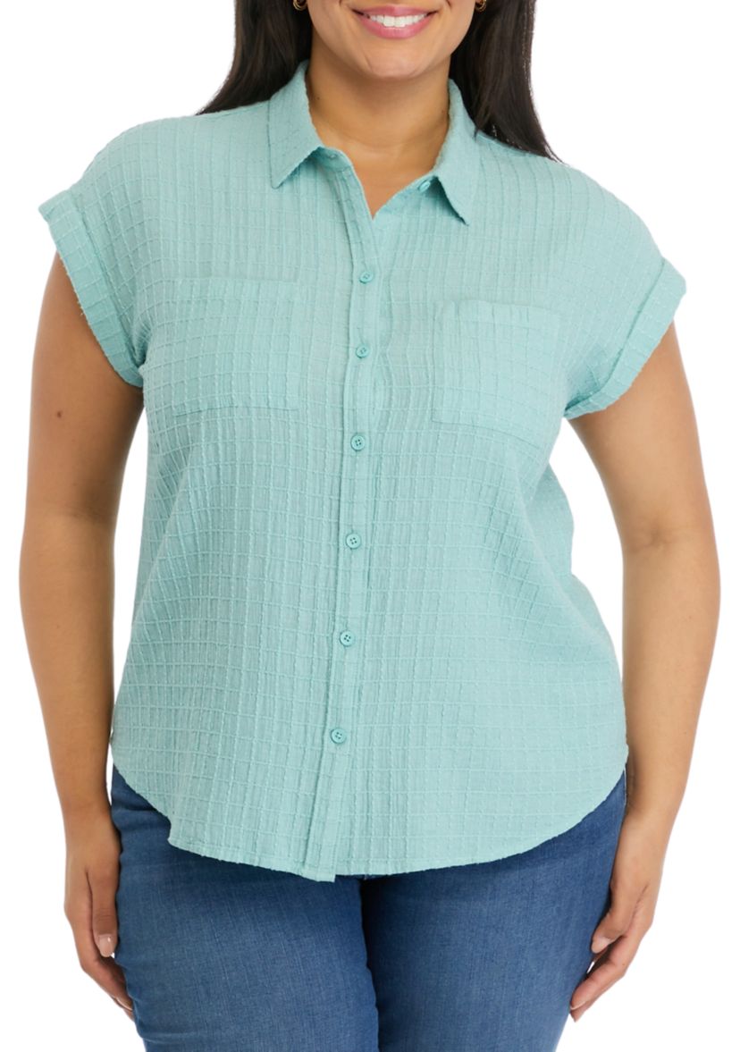 Plus Size Short Sleeve Camp Shirt 
