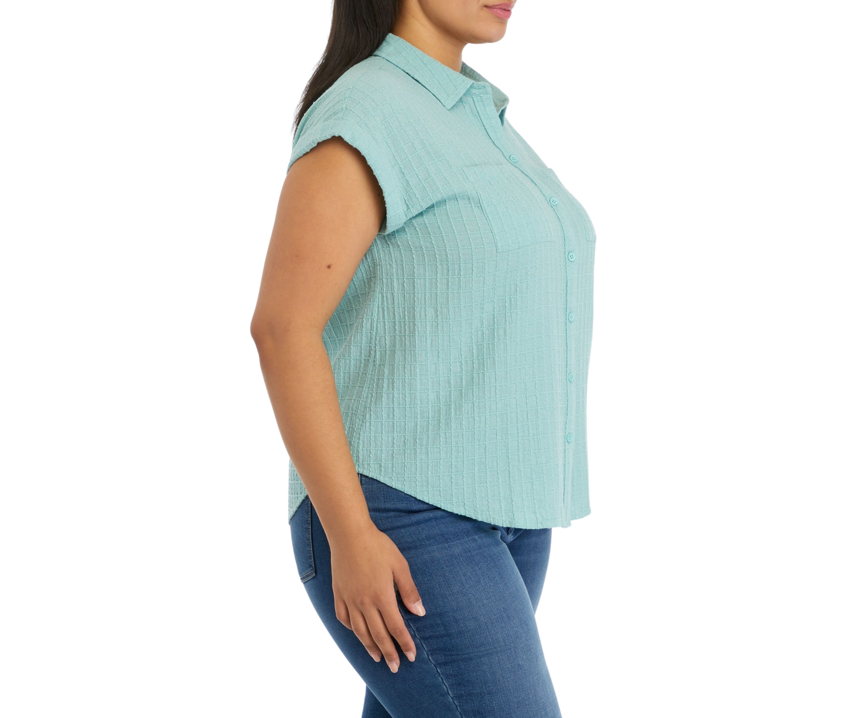 Plus Size Short Sleeve Camp Shirt 