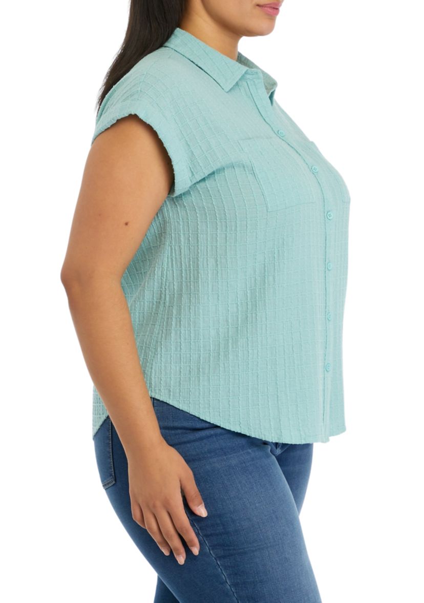 Plus Size Short Sleeve Camp Shirt 