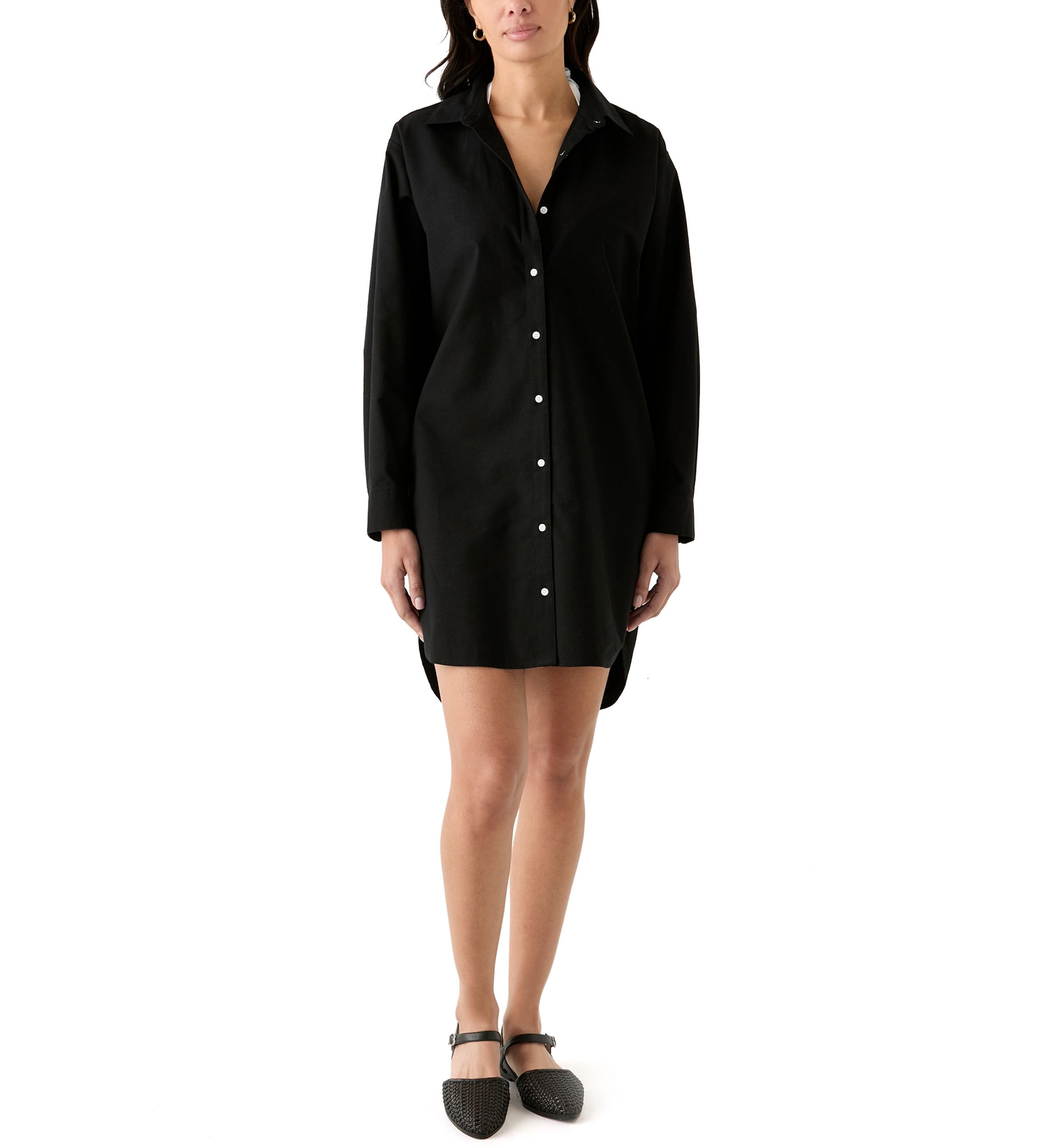 Yeshire Women's Long Sleeve Button Down Tunic Dress – Summer Beach Cover Up | Graffiti Print