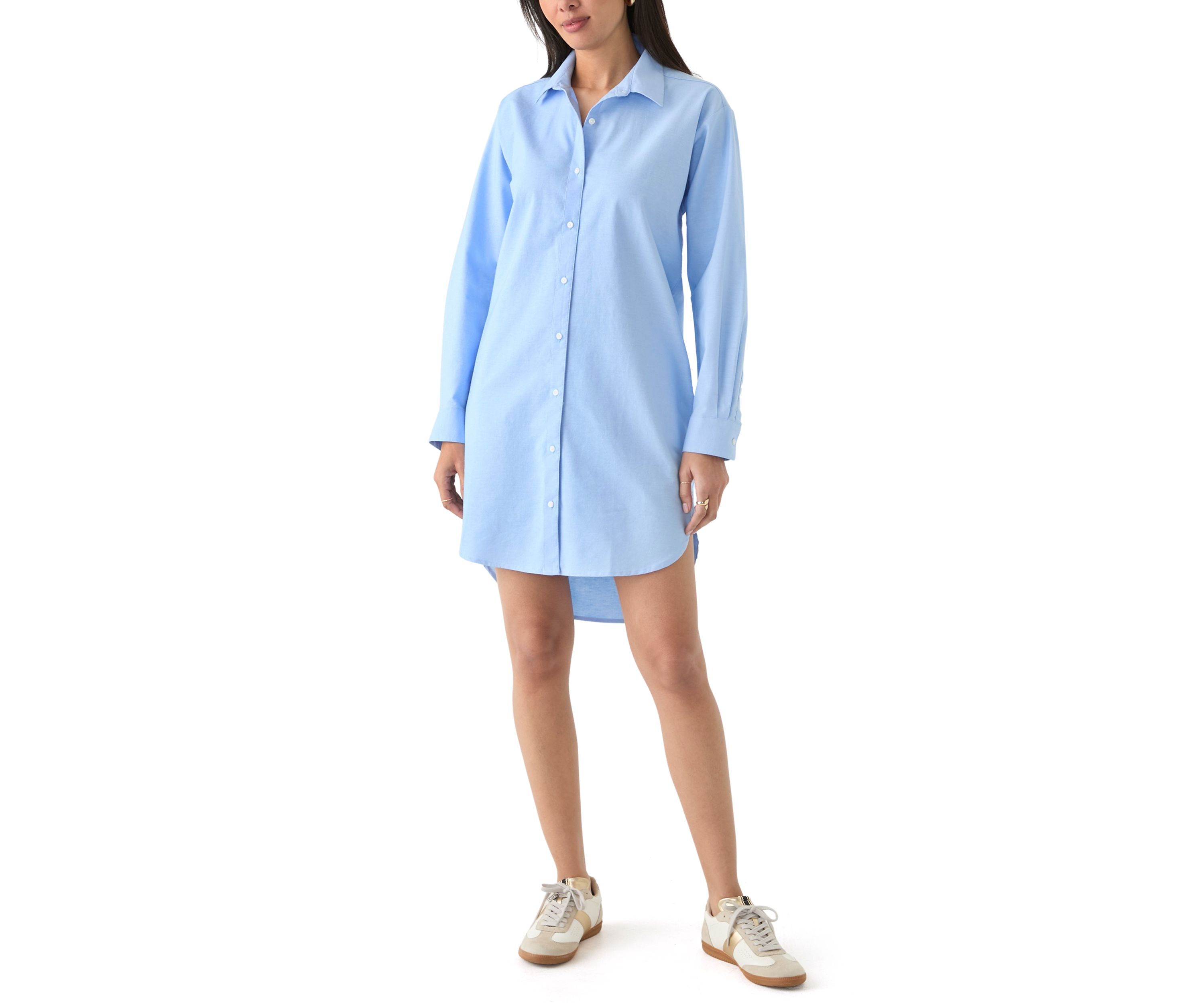 Womens Long Sleeve Button Down Dress Cover-Up 