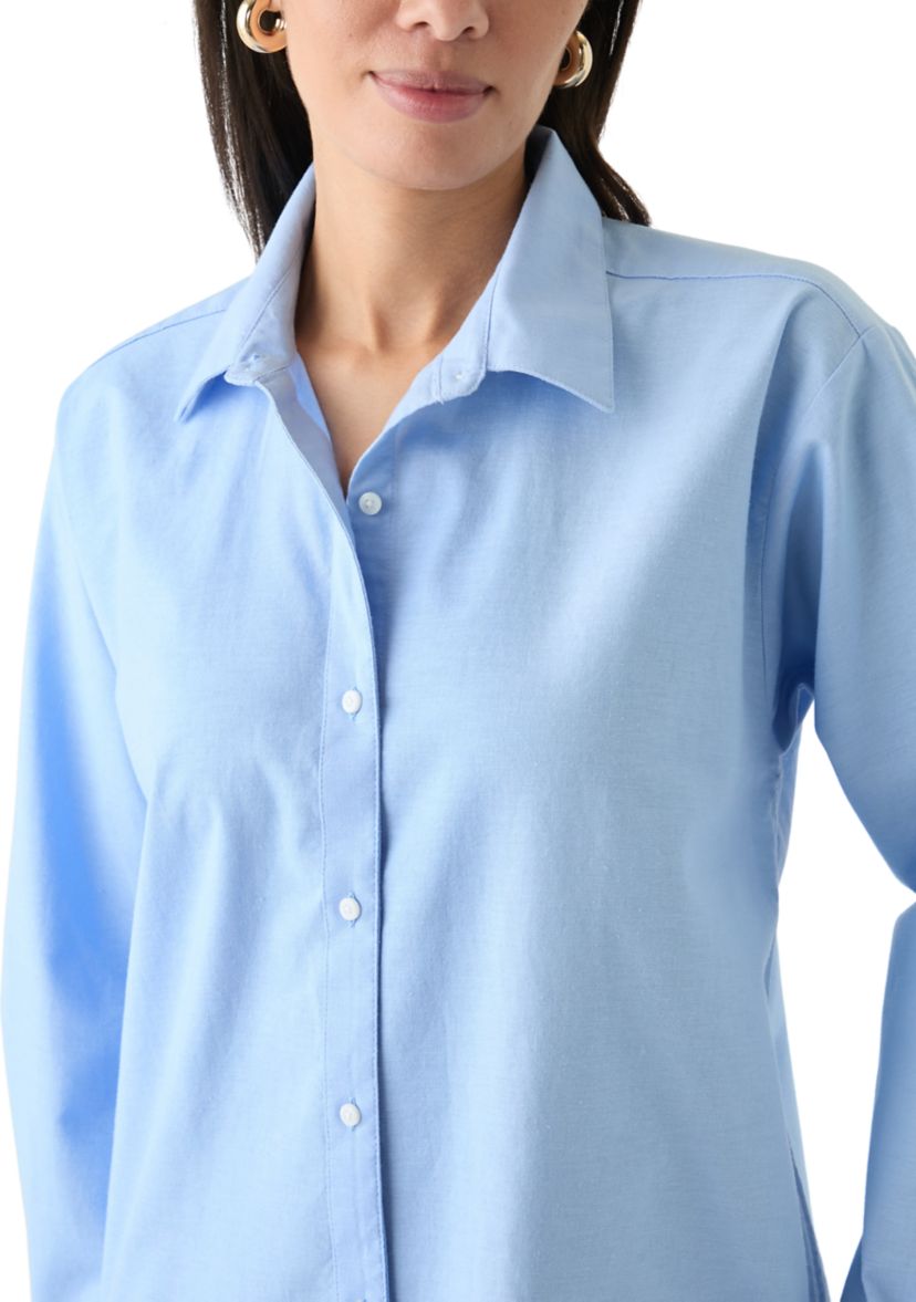 Womens Long Sleeve Button Down Dress Cover-Up 