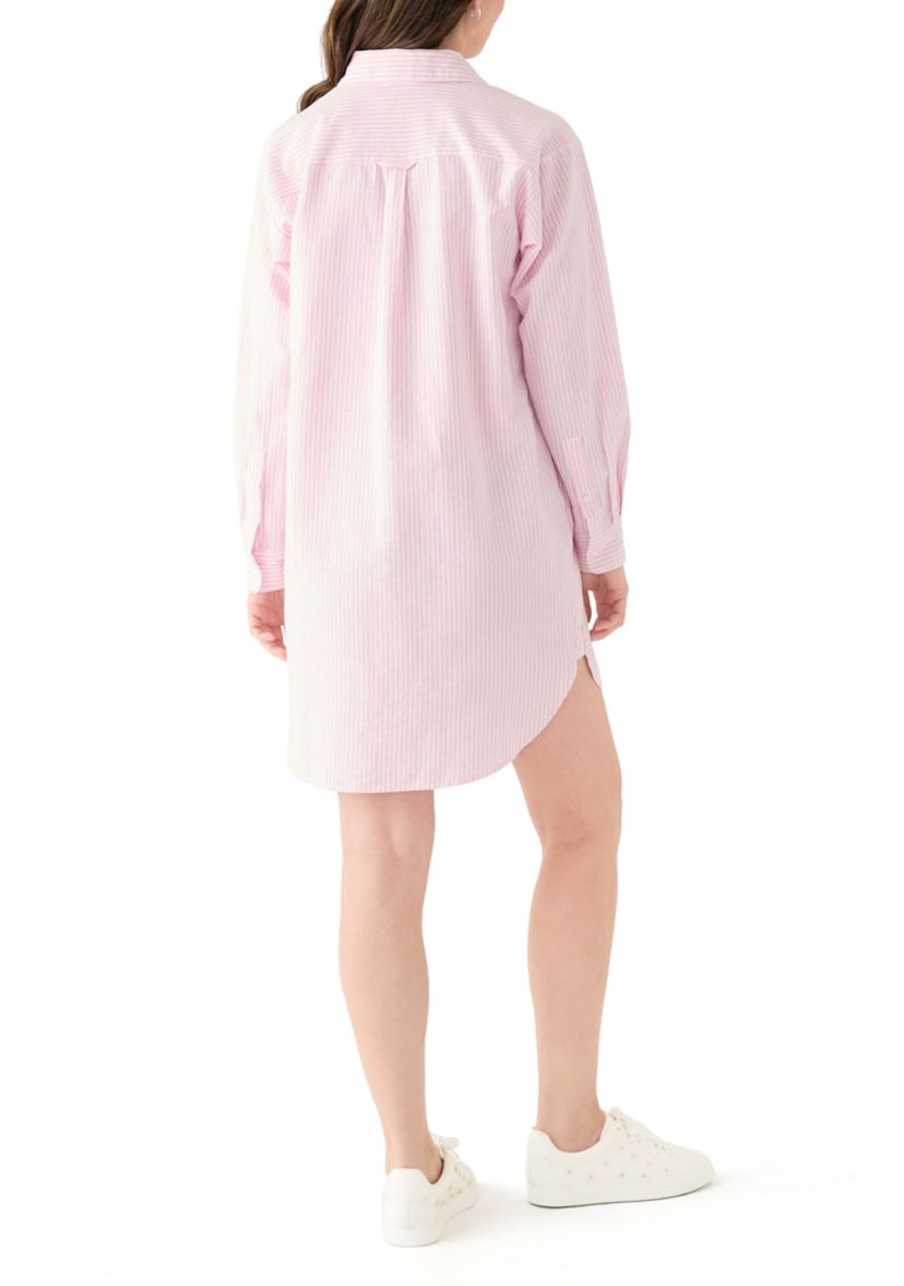 Womens Long Sleeve Button Down Swim Cover Up Dress