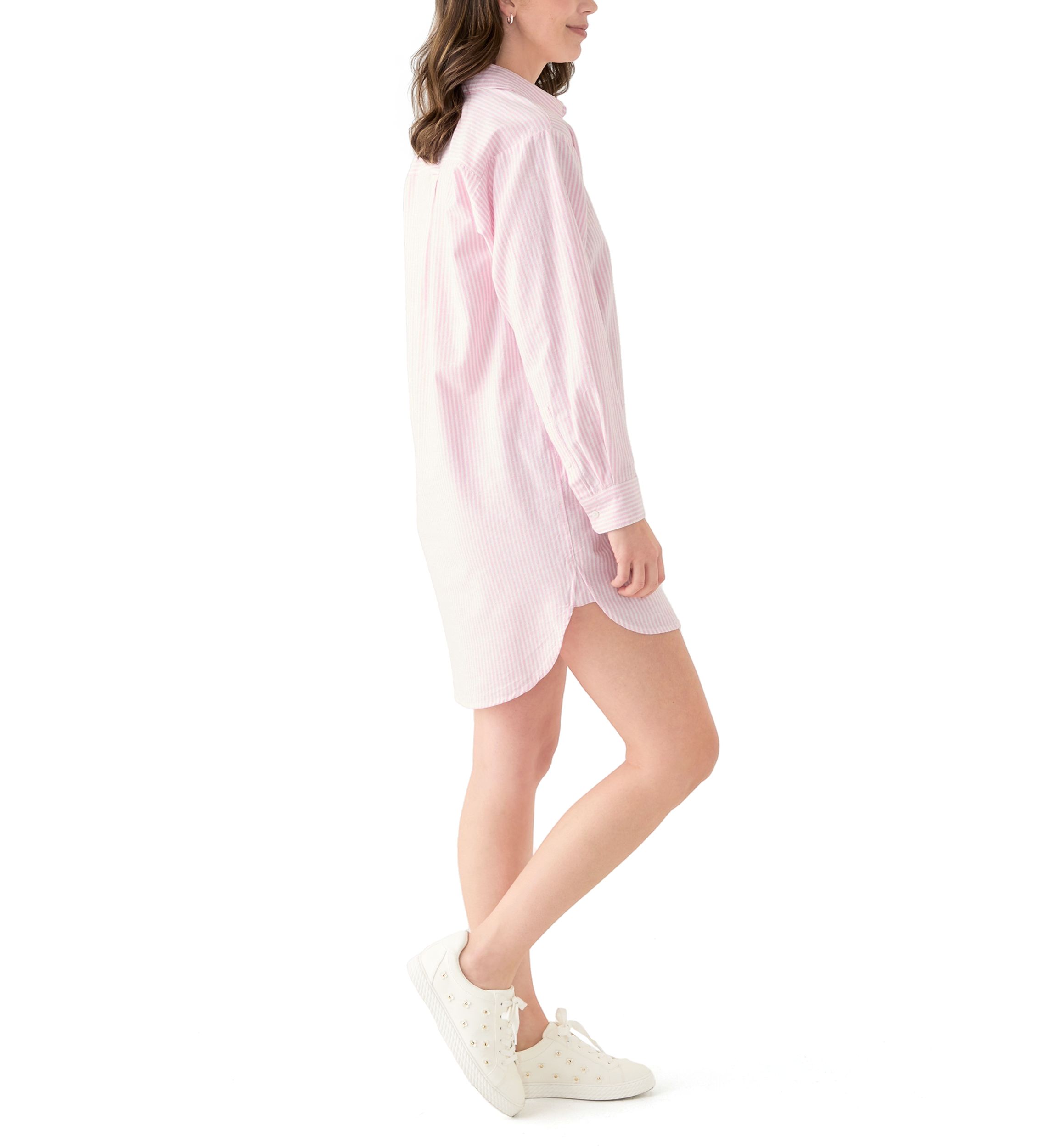 Womens Long Sleeve Button Down Swim Cover Up Dress