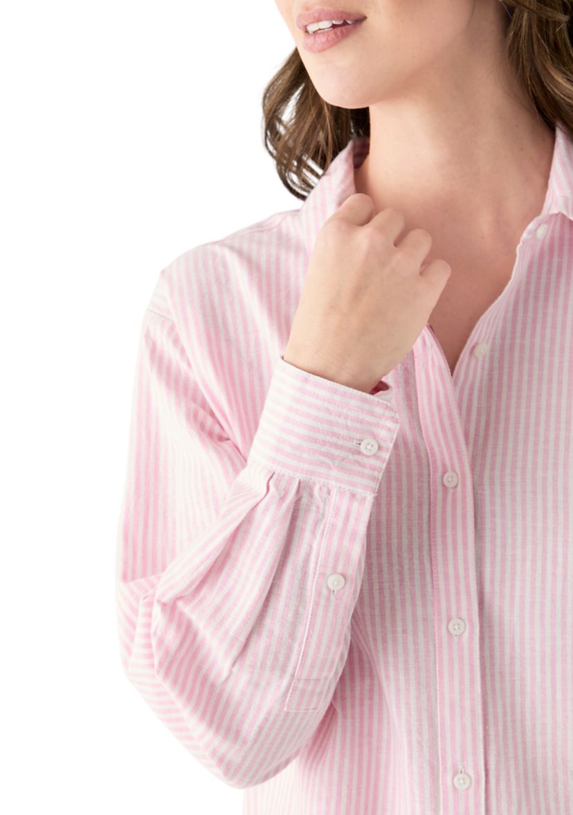 Womens Long Sleeve Button Down Swim Cover Up Dress