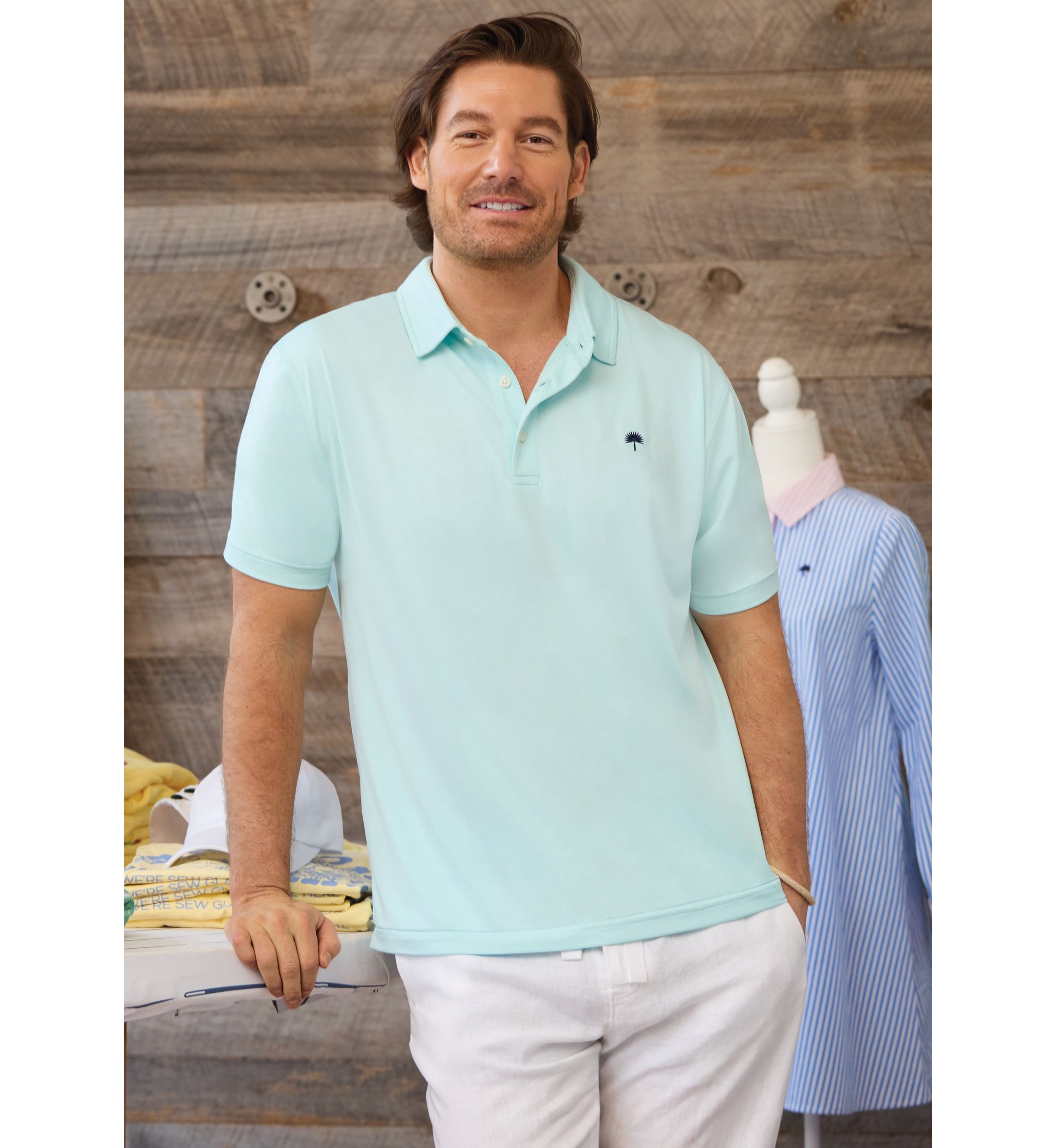 Sewing Down South x Crown & Ivy™ Wentworth Solid Short Sleeve Performance Polo Shirt