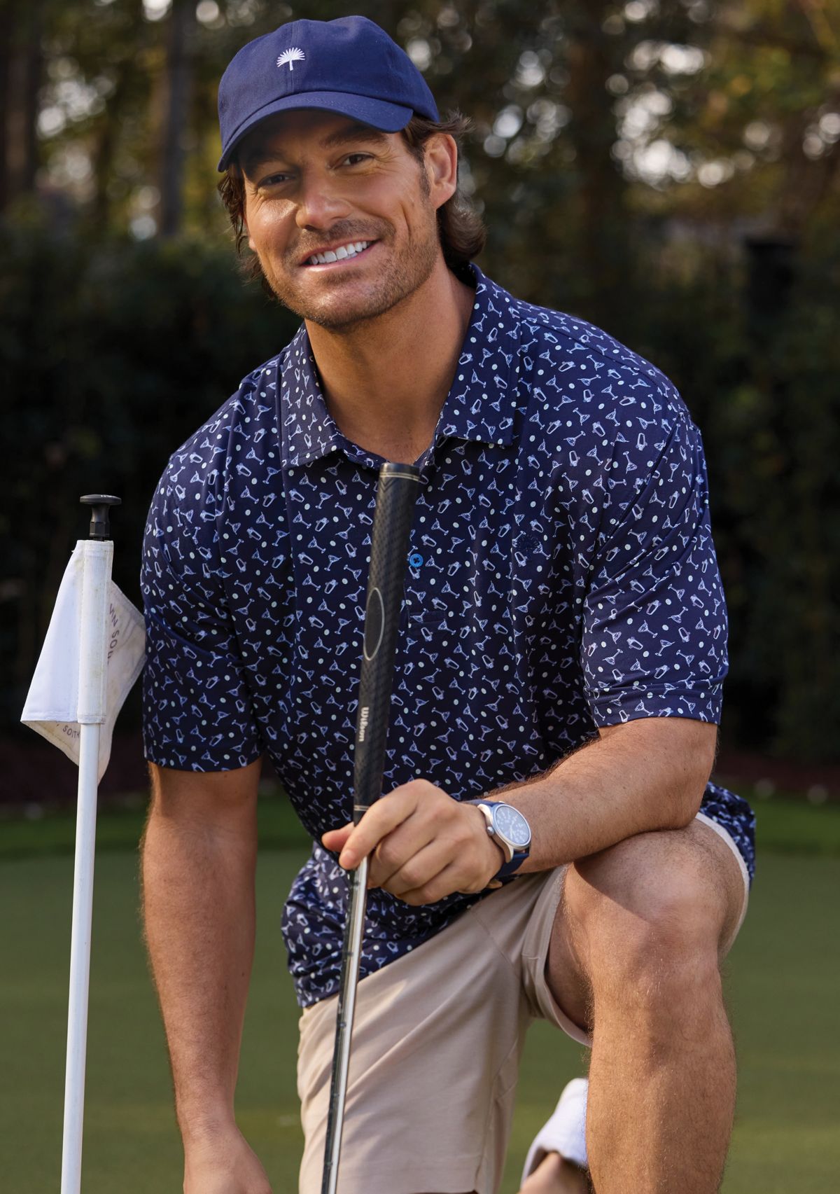 Sewing Down South x Crown & Ivy™ Calhoun Printed Short Sleeve Performance Polo Shirt