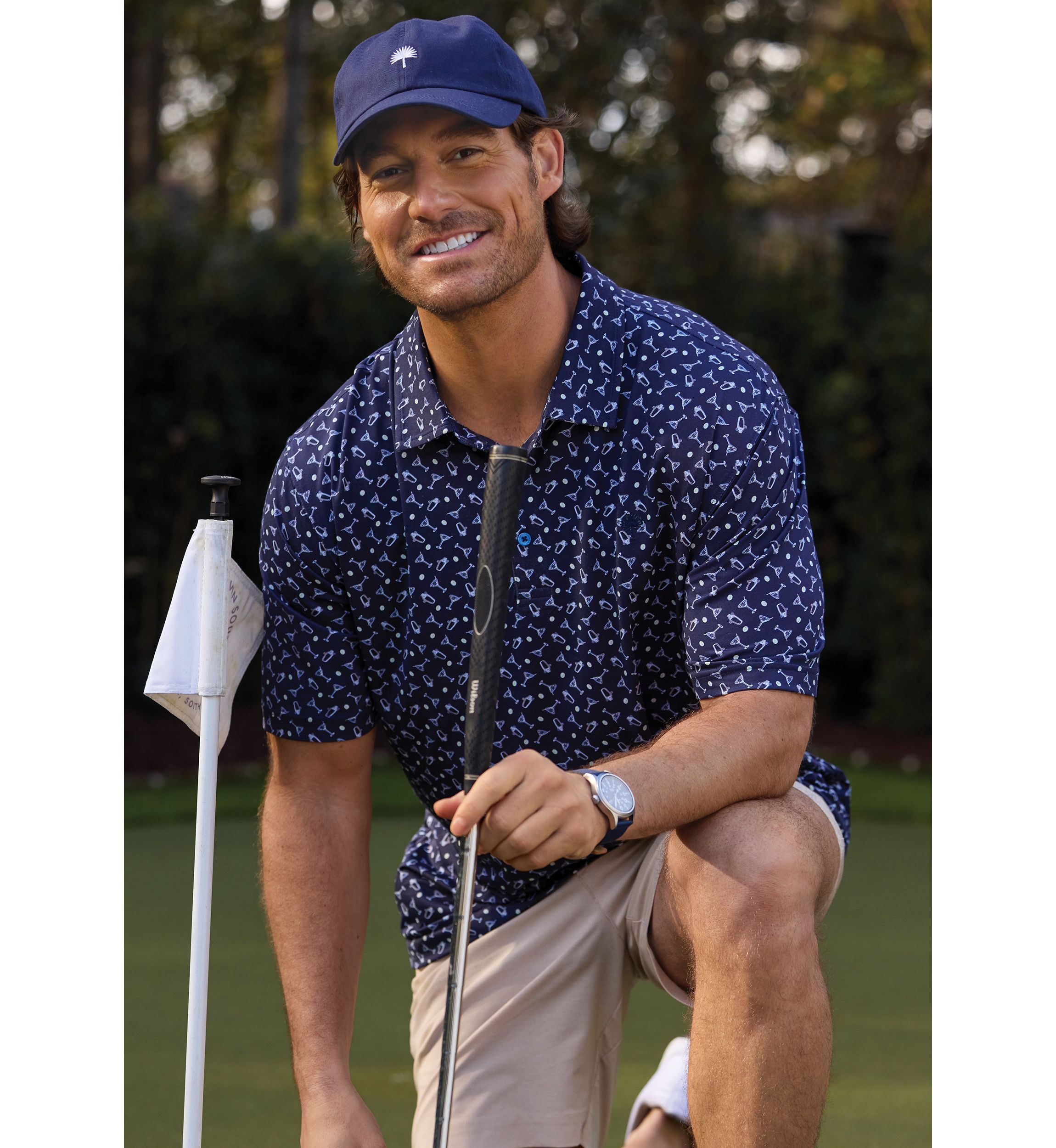 Sewing Down South x Crown & Ivy™ Calhoun Printed Short Sleeve Performance Polo Shirt