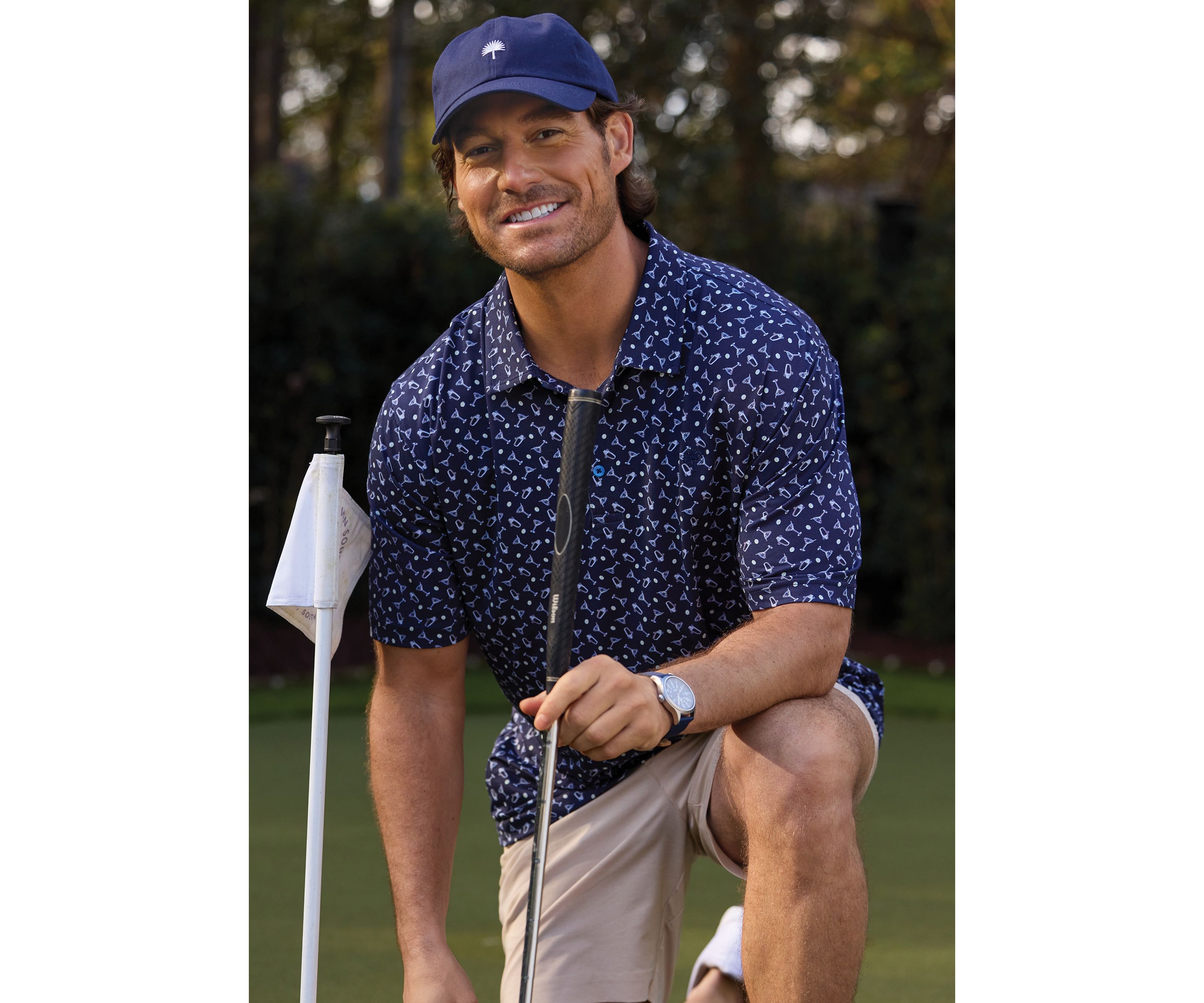 Sewing Down South x Crown & Ivy™ Calhoun Printed Short Sleeve Performance Polo Shirt