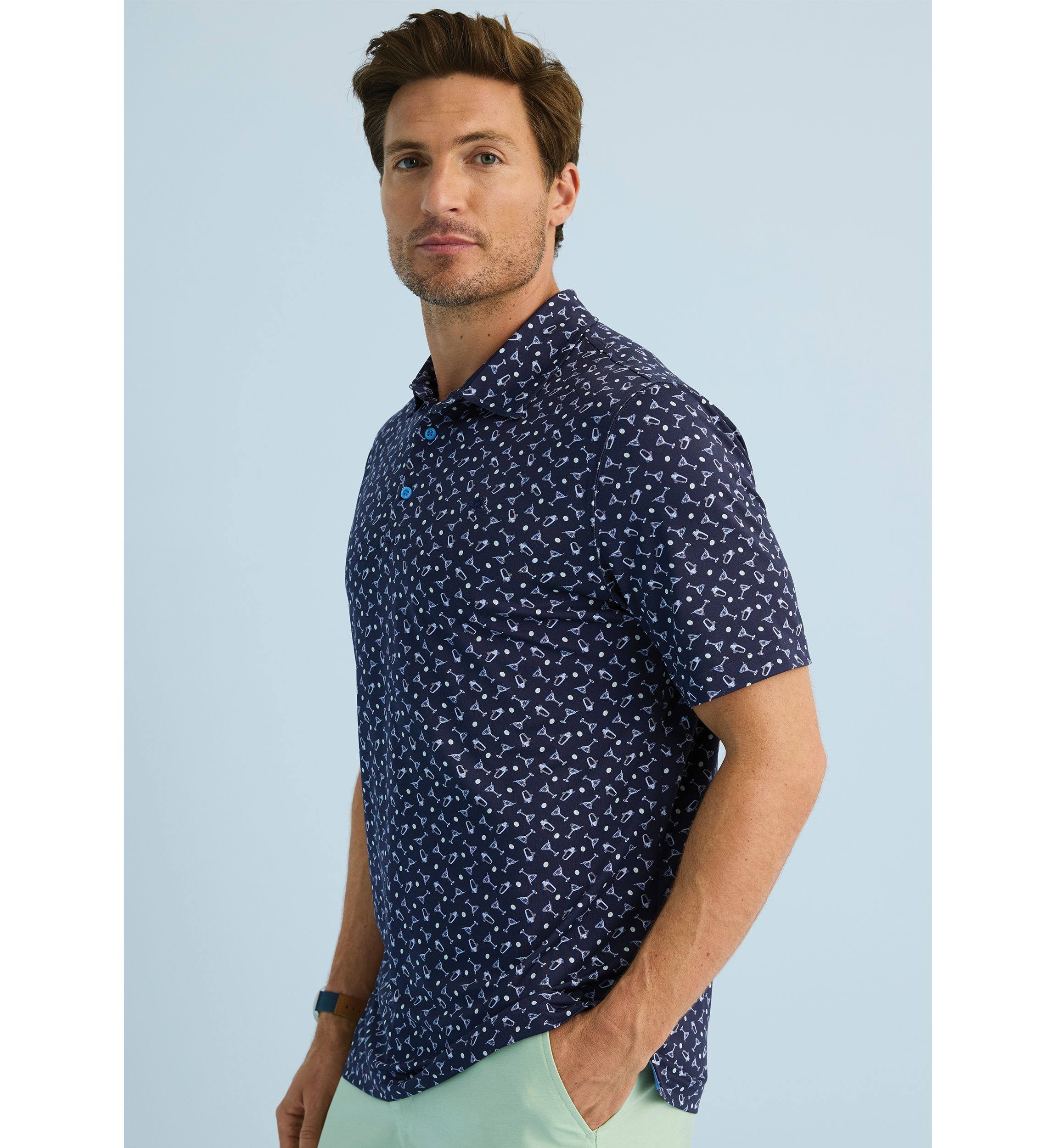 Sewing Down South x Crown & Ivy™ Calhoun Printed Short Sleeve Performance Polo Shirt