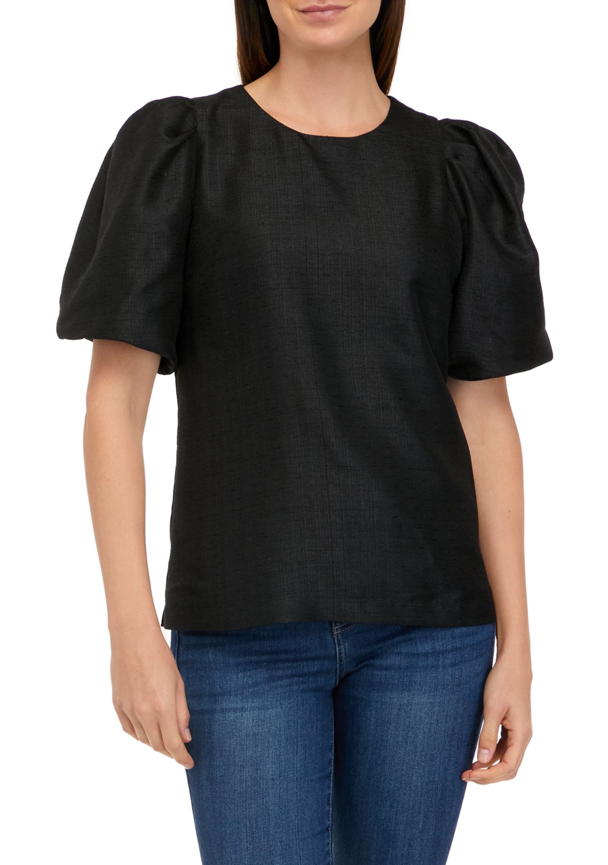Womens Puff Sleeve Dupioni Top