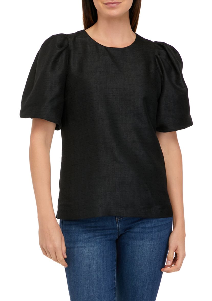 Womens Puff Sleeve Dupioni Top