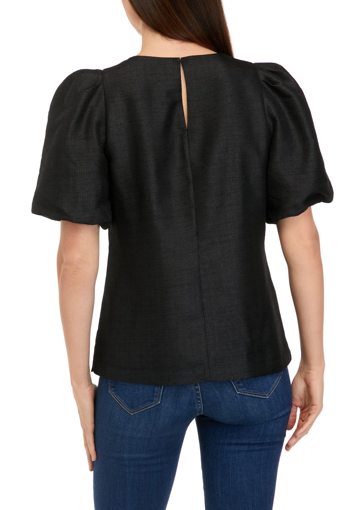 Womens Puff Sleeve Dupioni Top