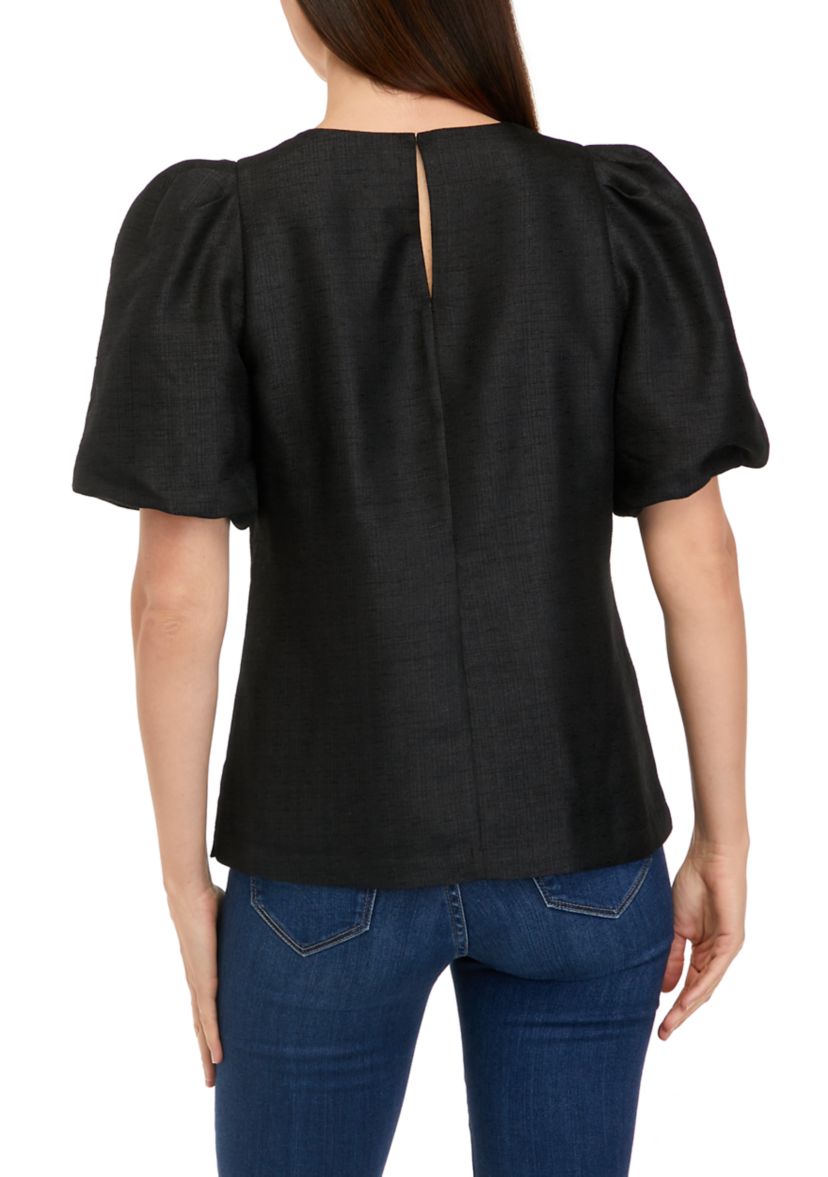 Womens Puff Sleeve Dupioni Top