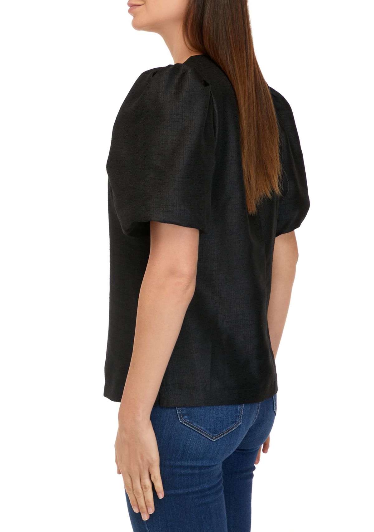 Womens Puff Sleeve Dupioni Top