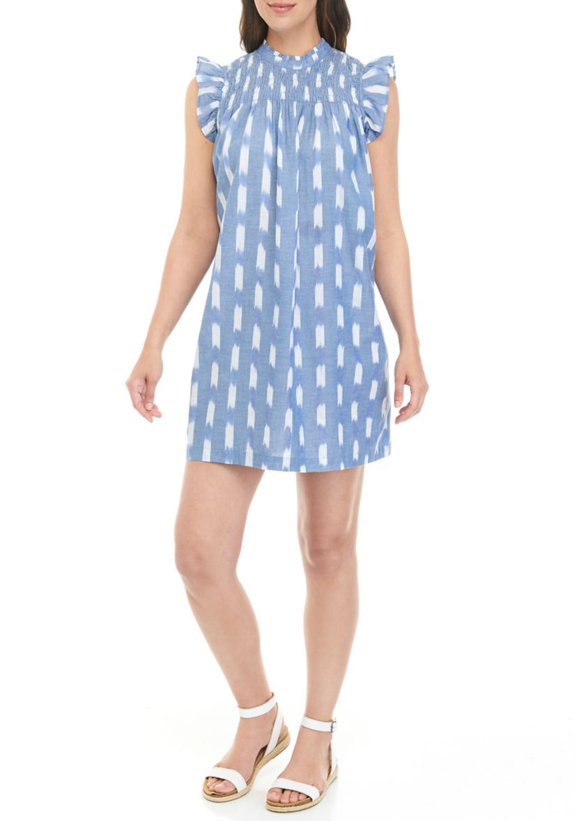 Womens Short Sleeve Smock Yoke Dress 