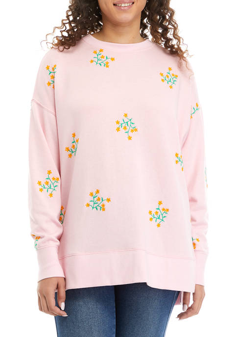 Crown & Ivy™ Womens Long Sleeve Embroidered Floral