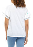 Womens Short Sleeve Double Ruffle T-Shirt