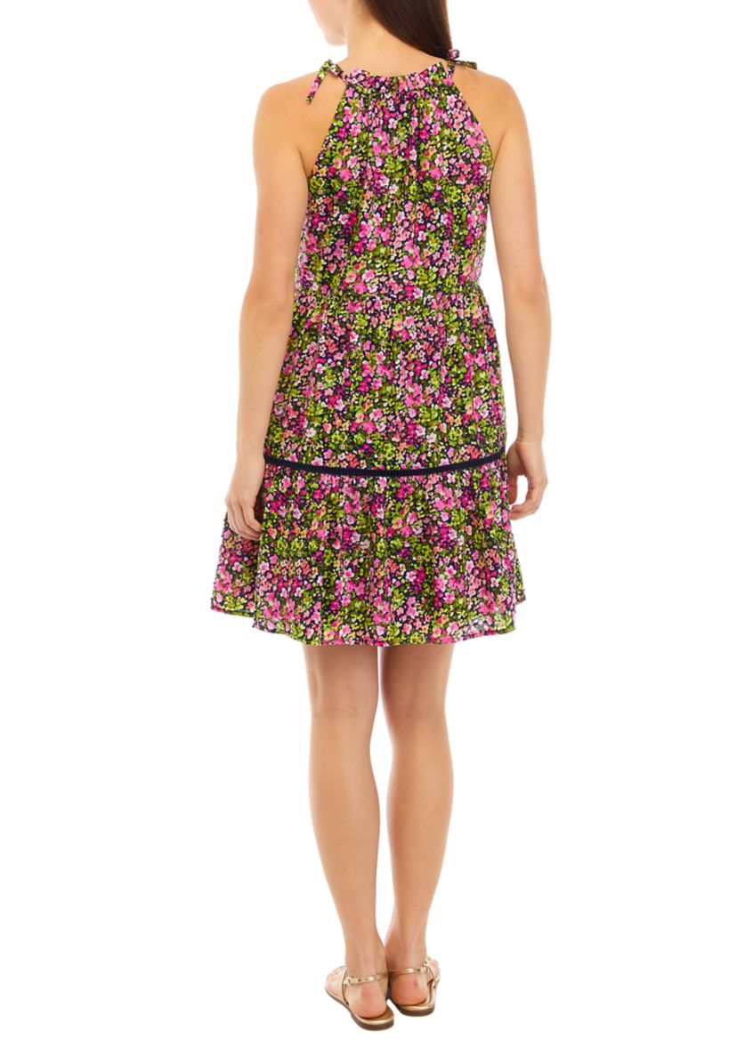 Womens Sleeveless Halter Printed Dress