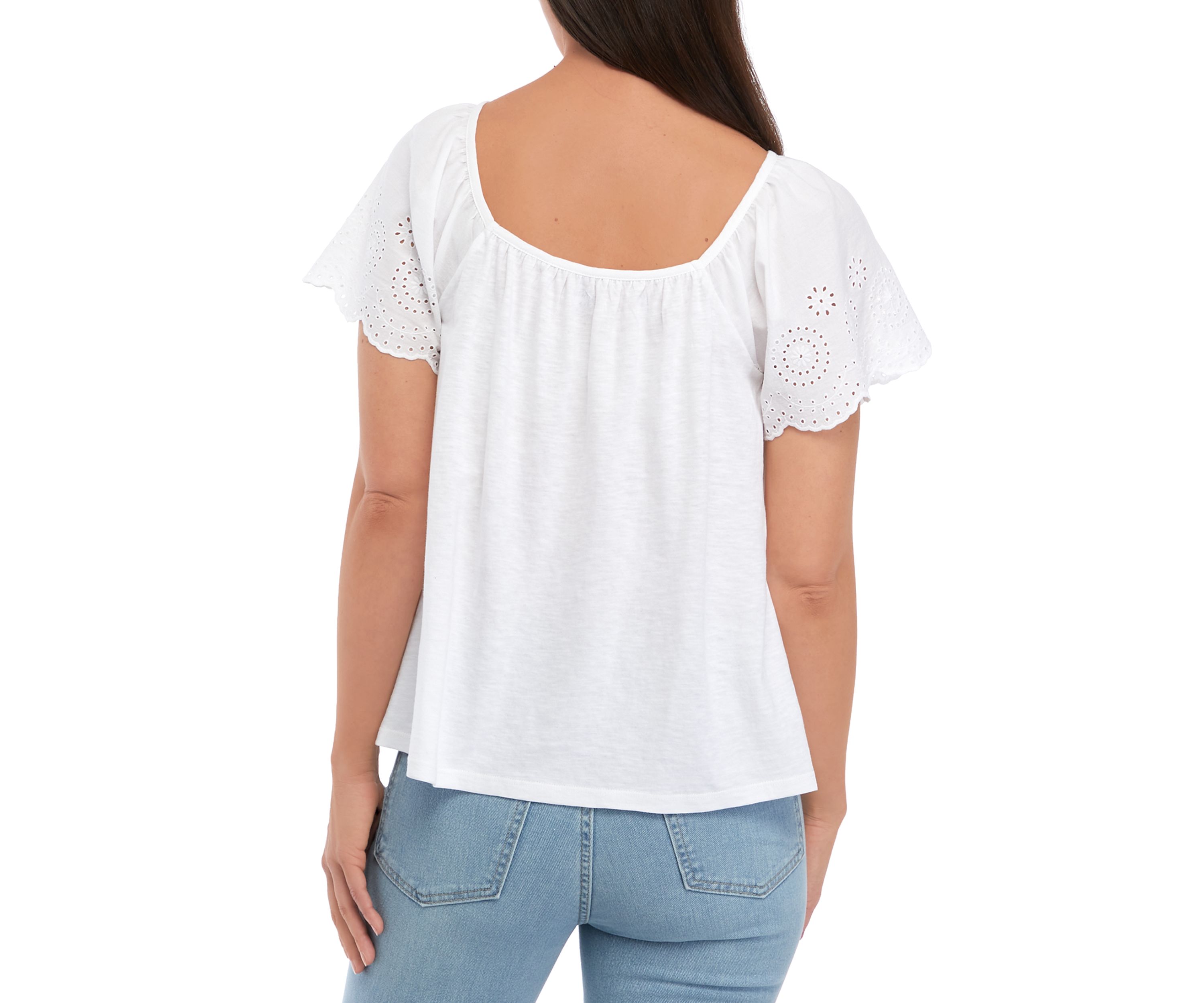 Womens Flutter Sleeve Woven Top