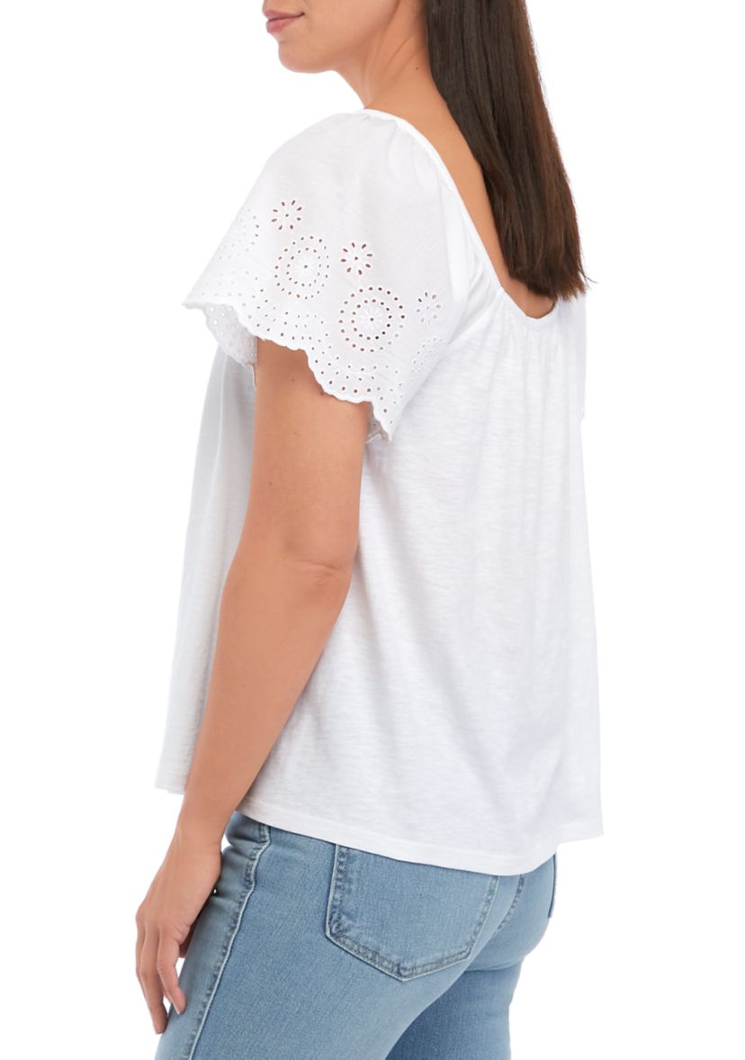 Womens Flutter Sleeve Woven Top