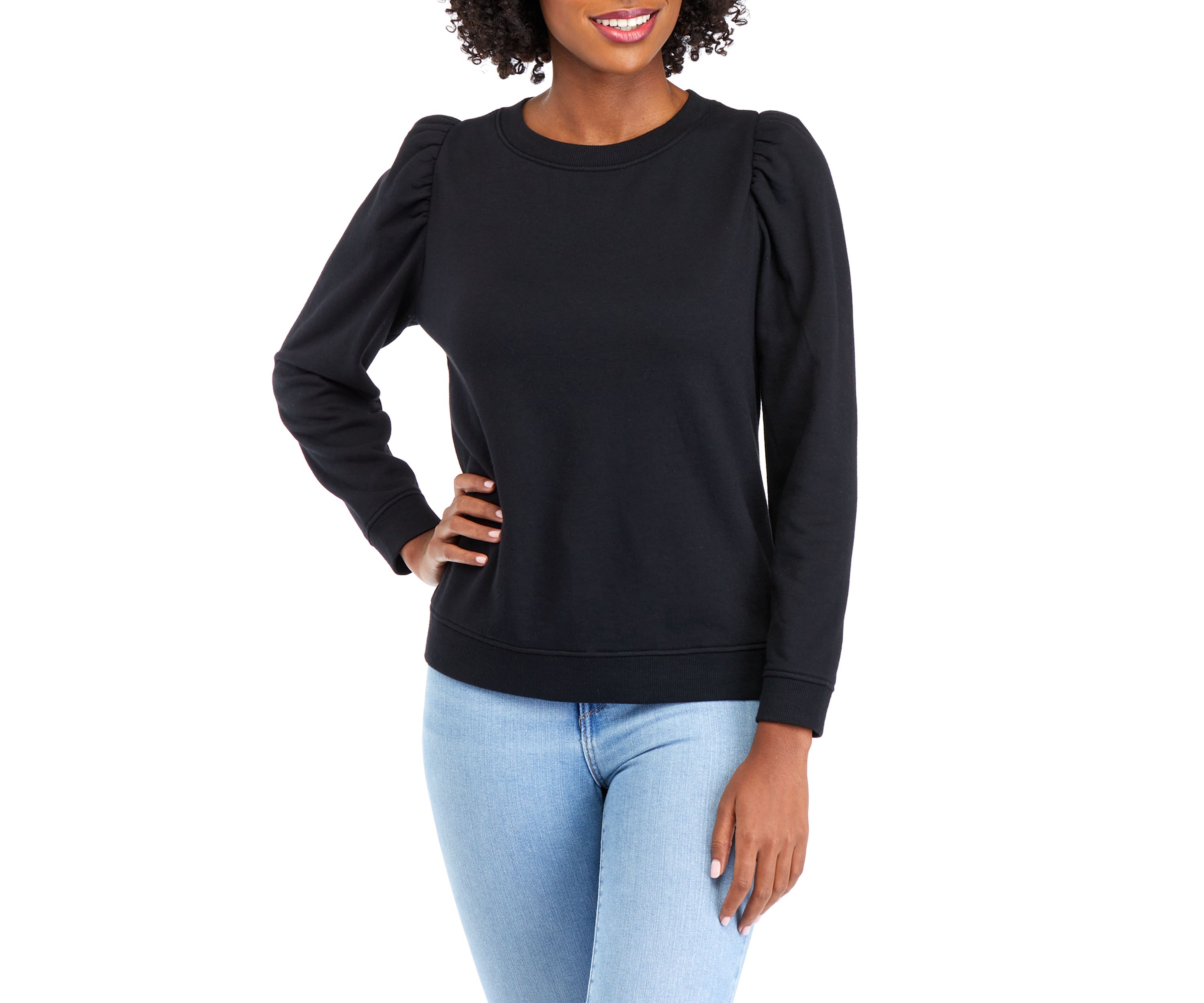Womens Long Sleeve Terry Crew Neck Sweatshirt