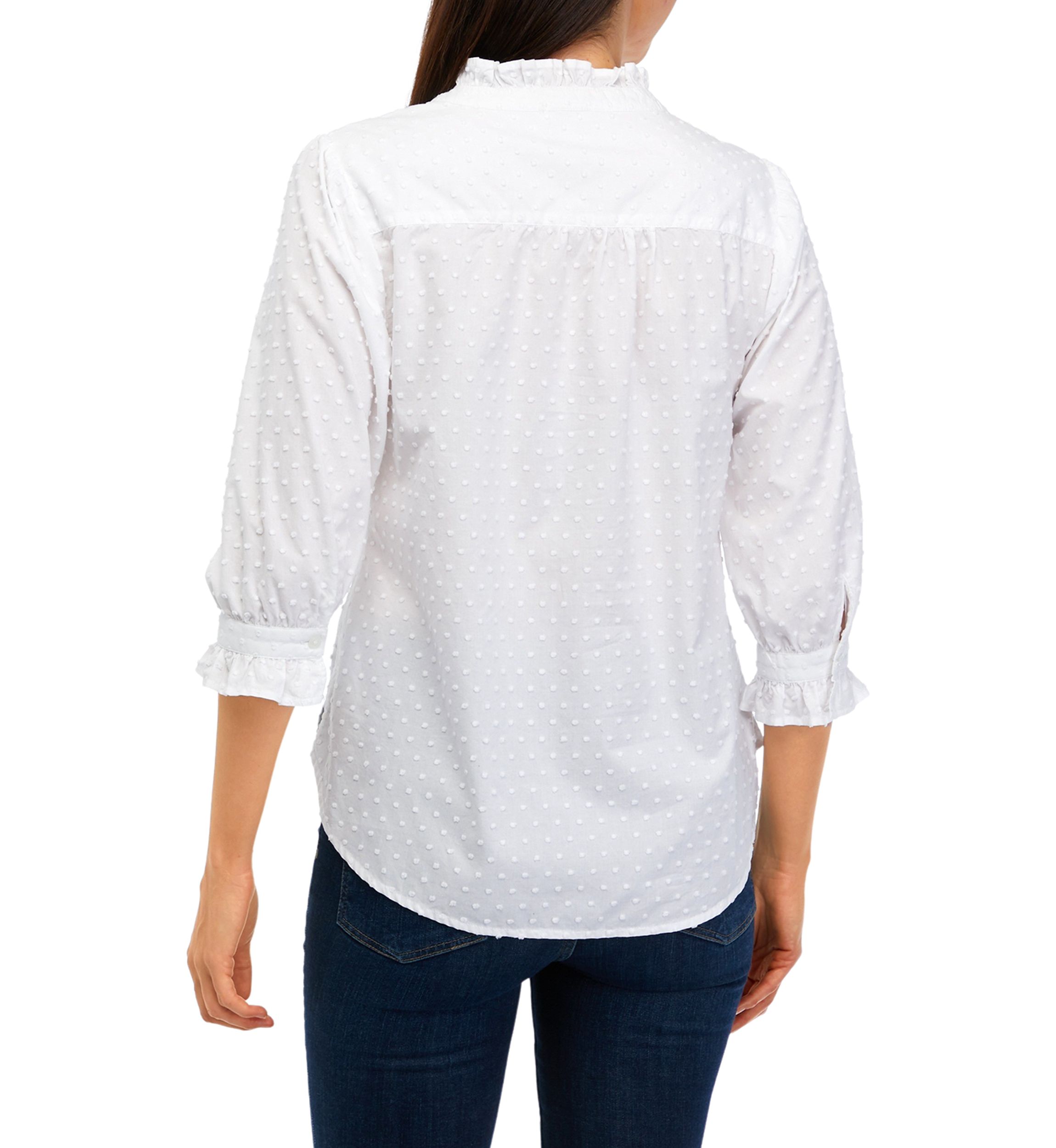 Womens Elbow Sleeve Button Down Shirt