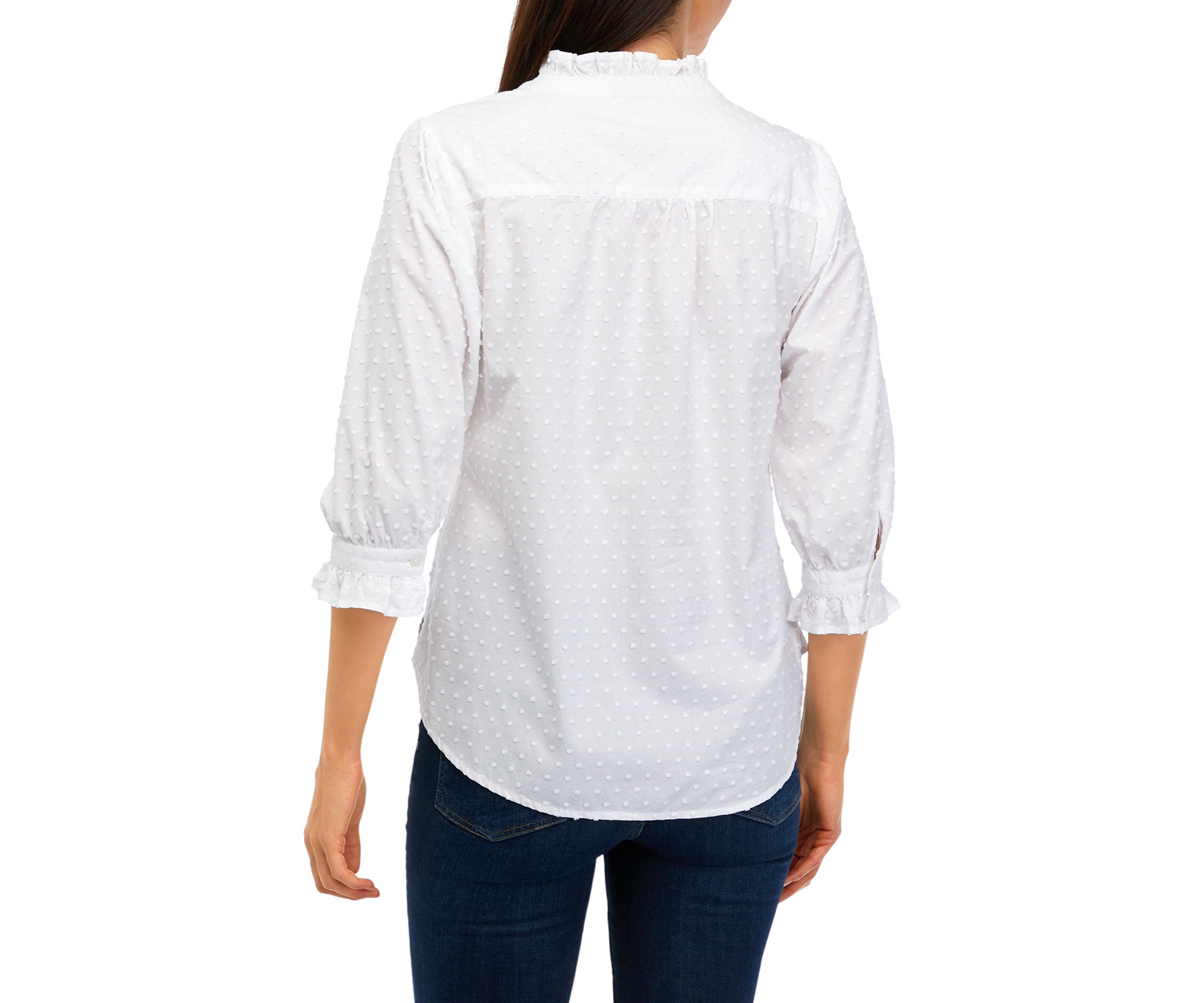 Womens Elbow Sleeve Button Down Shirt
