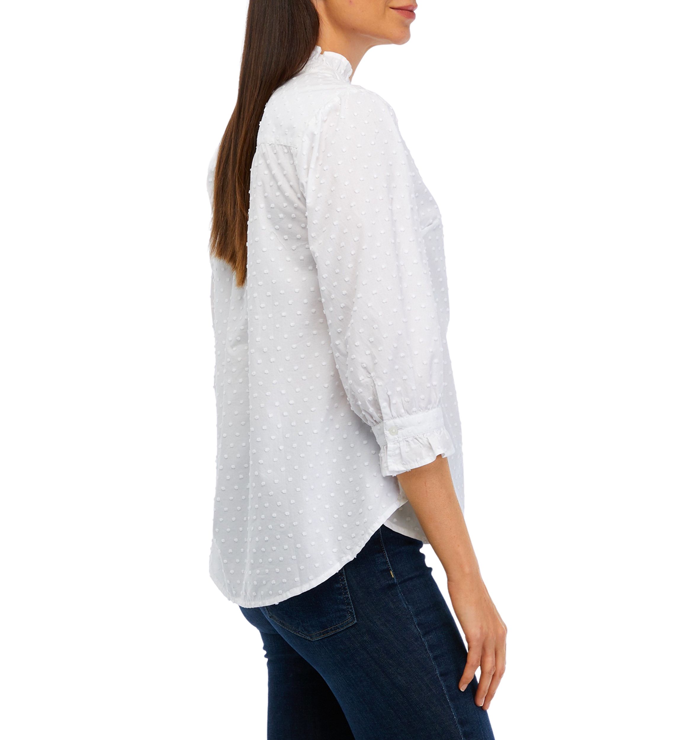 Womens Elbow Sleeve Button Down Shirt