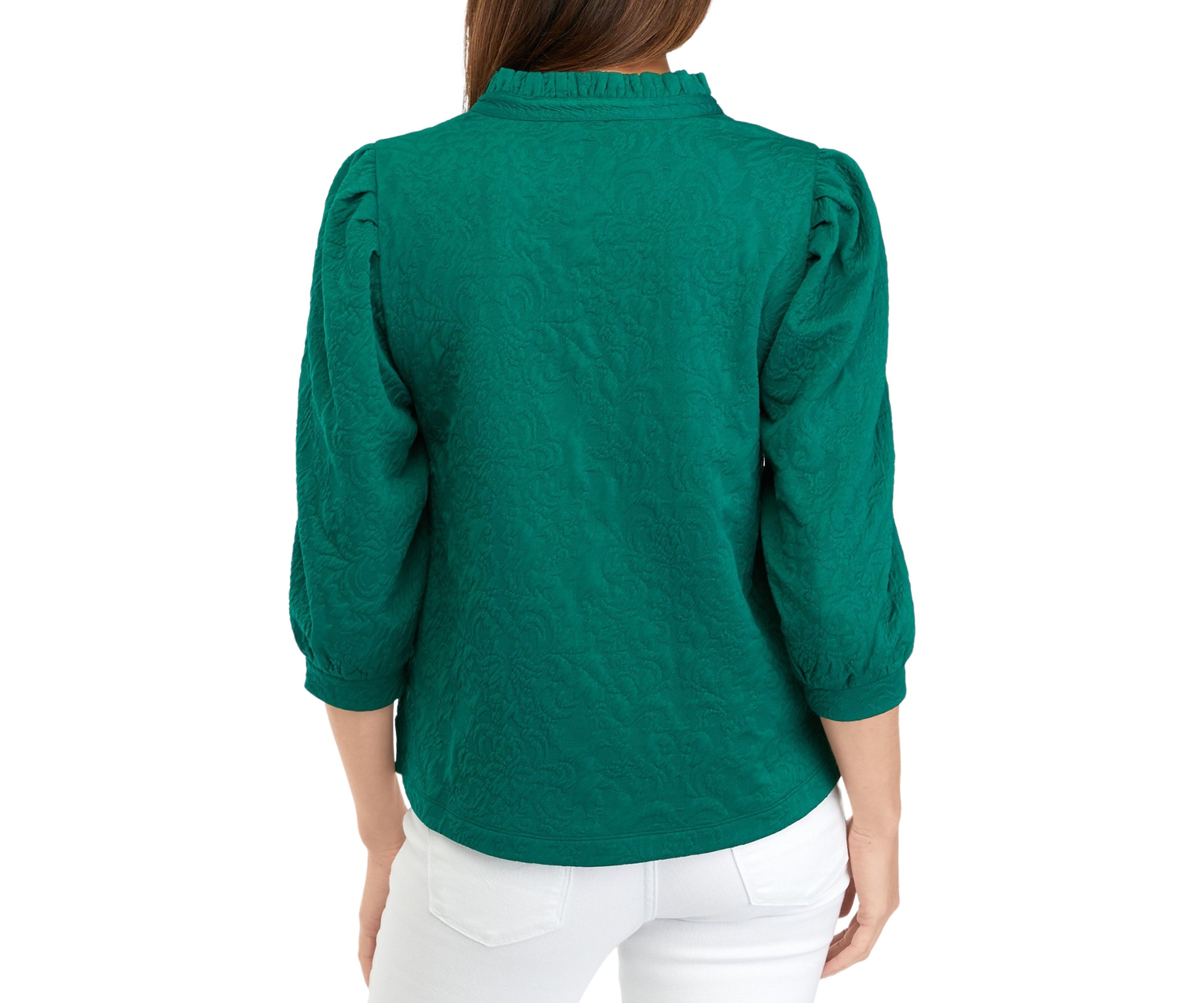 Womens Ruffle Split Neck Top 